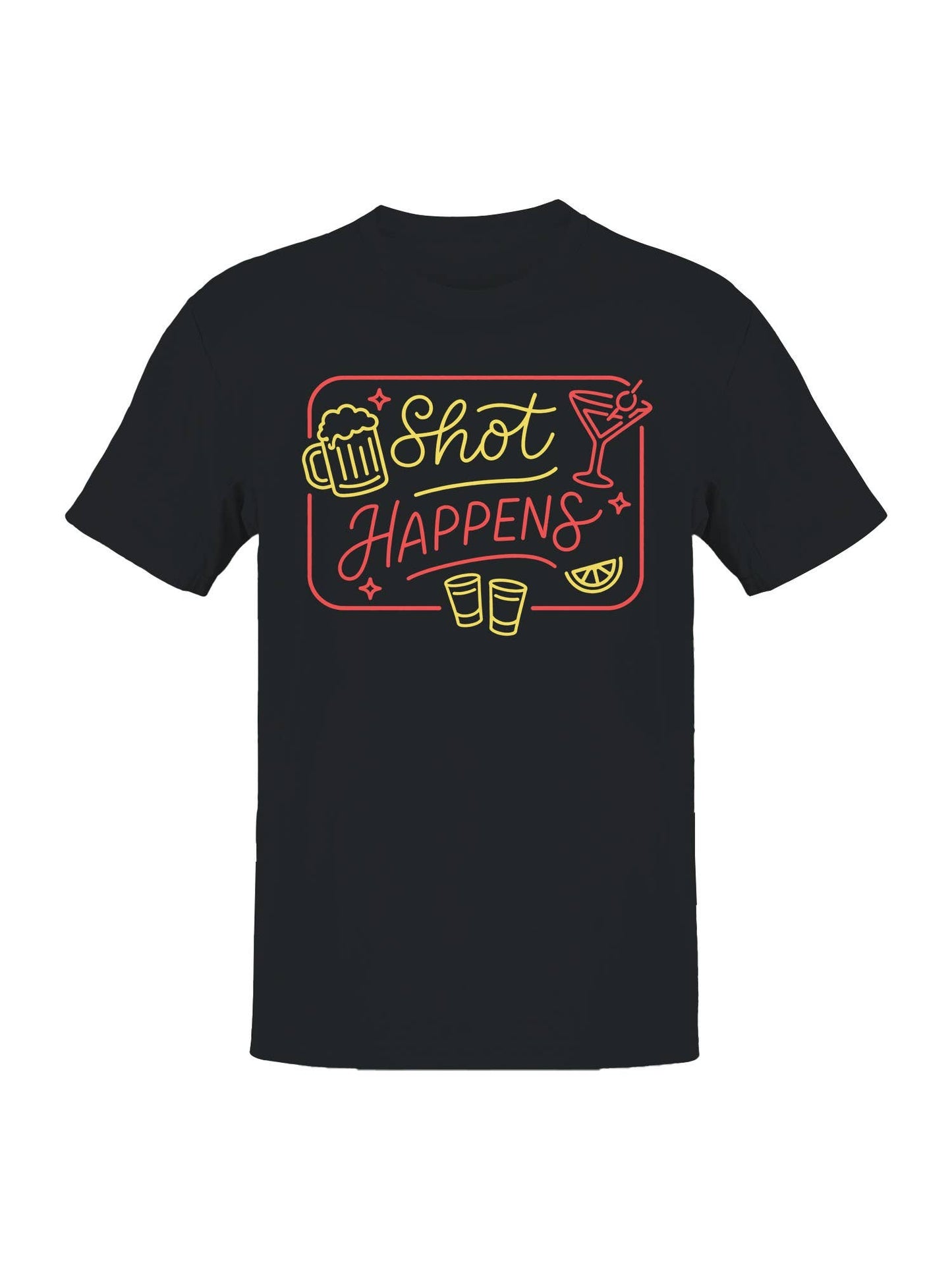 Neon Shot Happens Bar Humor Men's T-Shirt