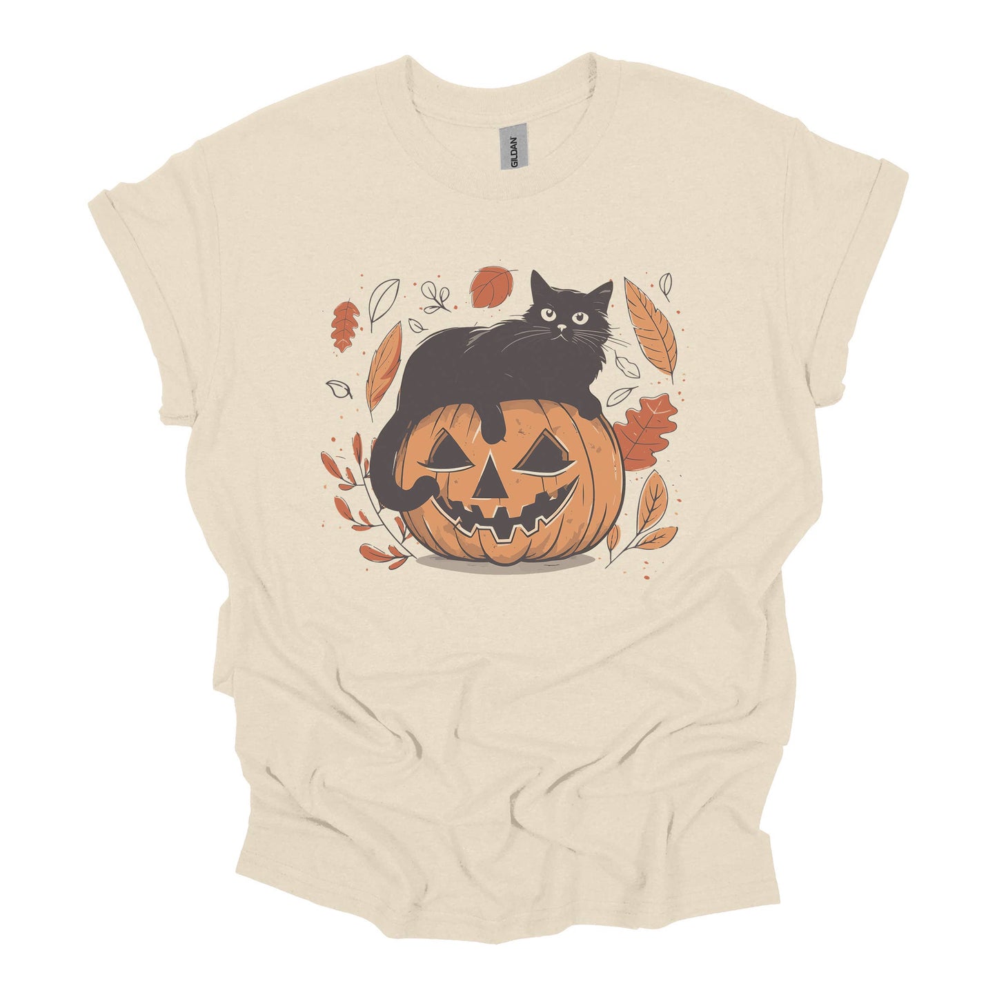 Halloween Cat On Pumpkin Tee