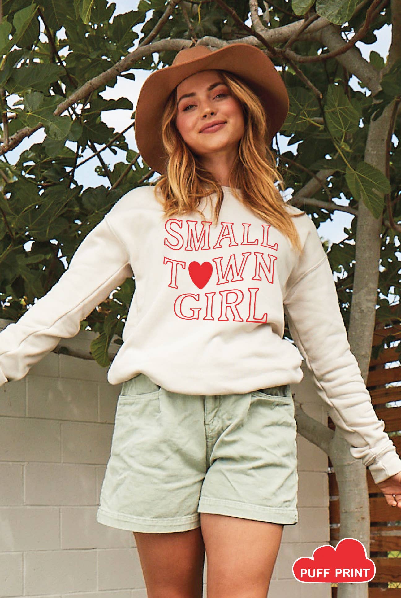 Small Town Girl Puff Graphic Sweatshirt