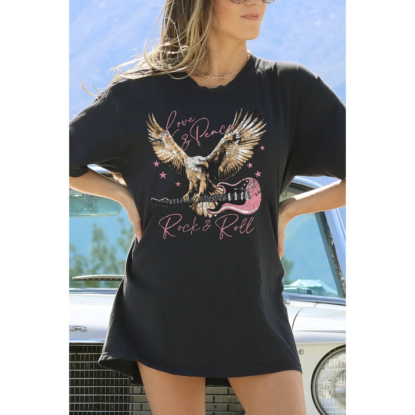 Rock N Roll Love N Peace - Oversized Unisex T Shirt