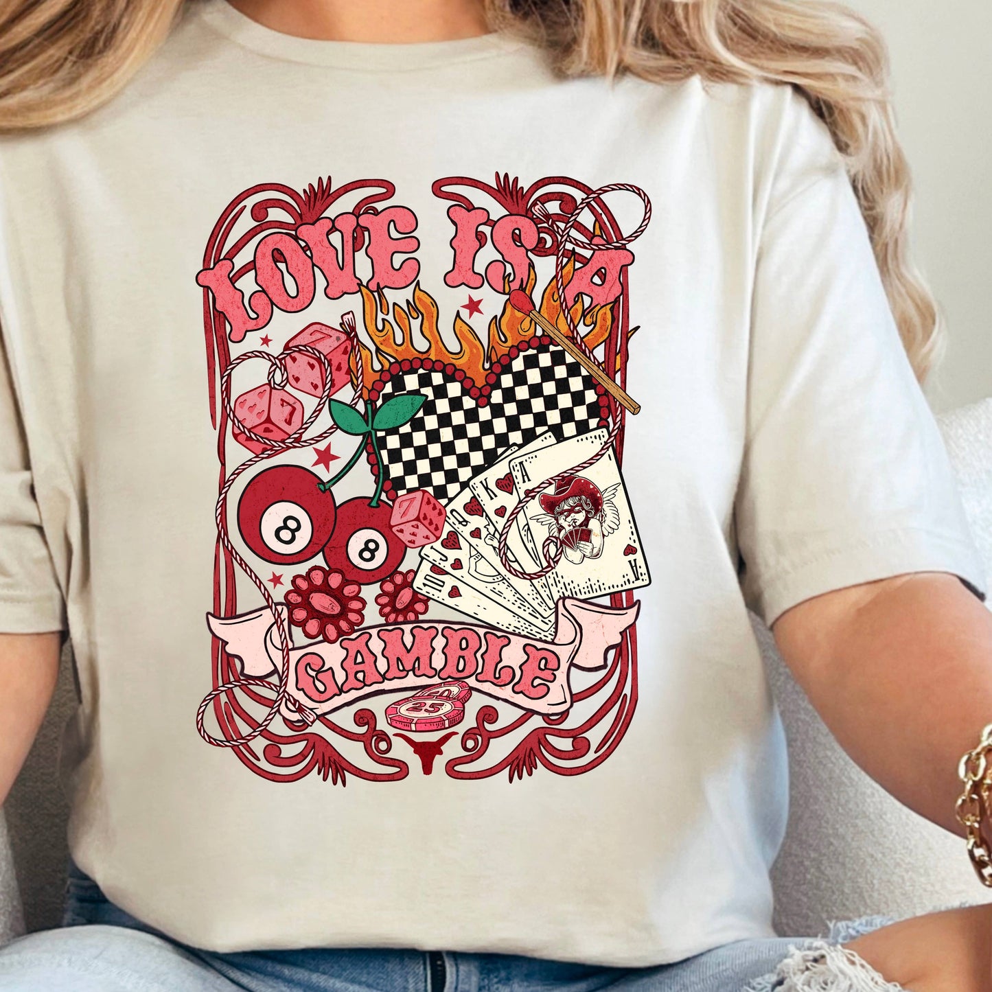Love Is A Gamble Valentine’S Day Graphic T-Shirt | Gildan