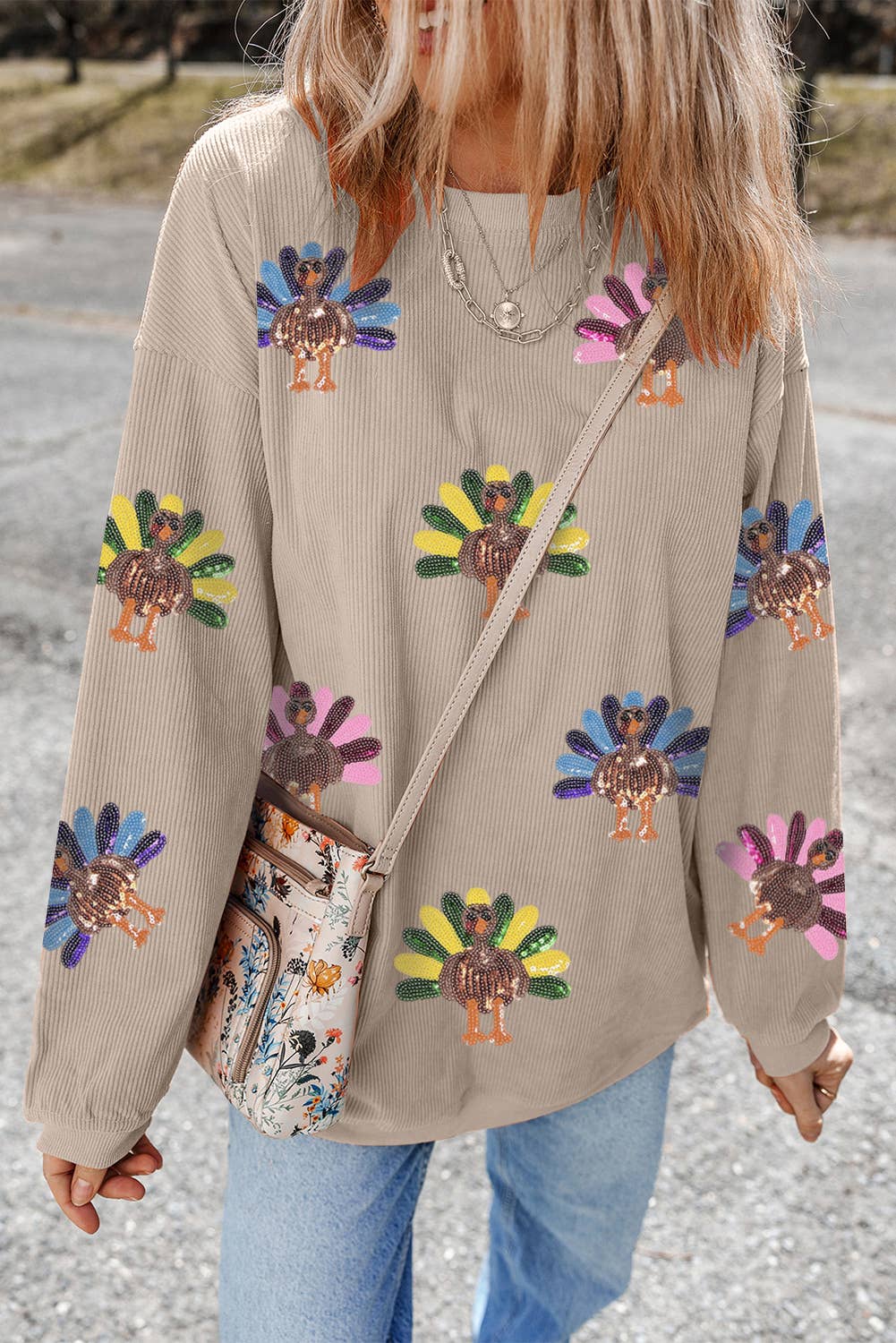 Turkey Graphic Corded Baggy Sweatshirt (S-3XL)