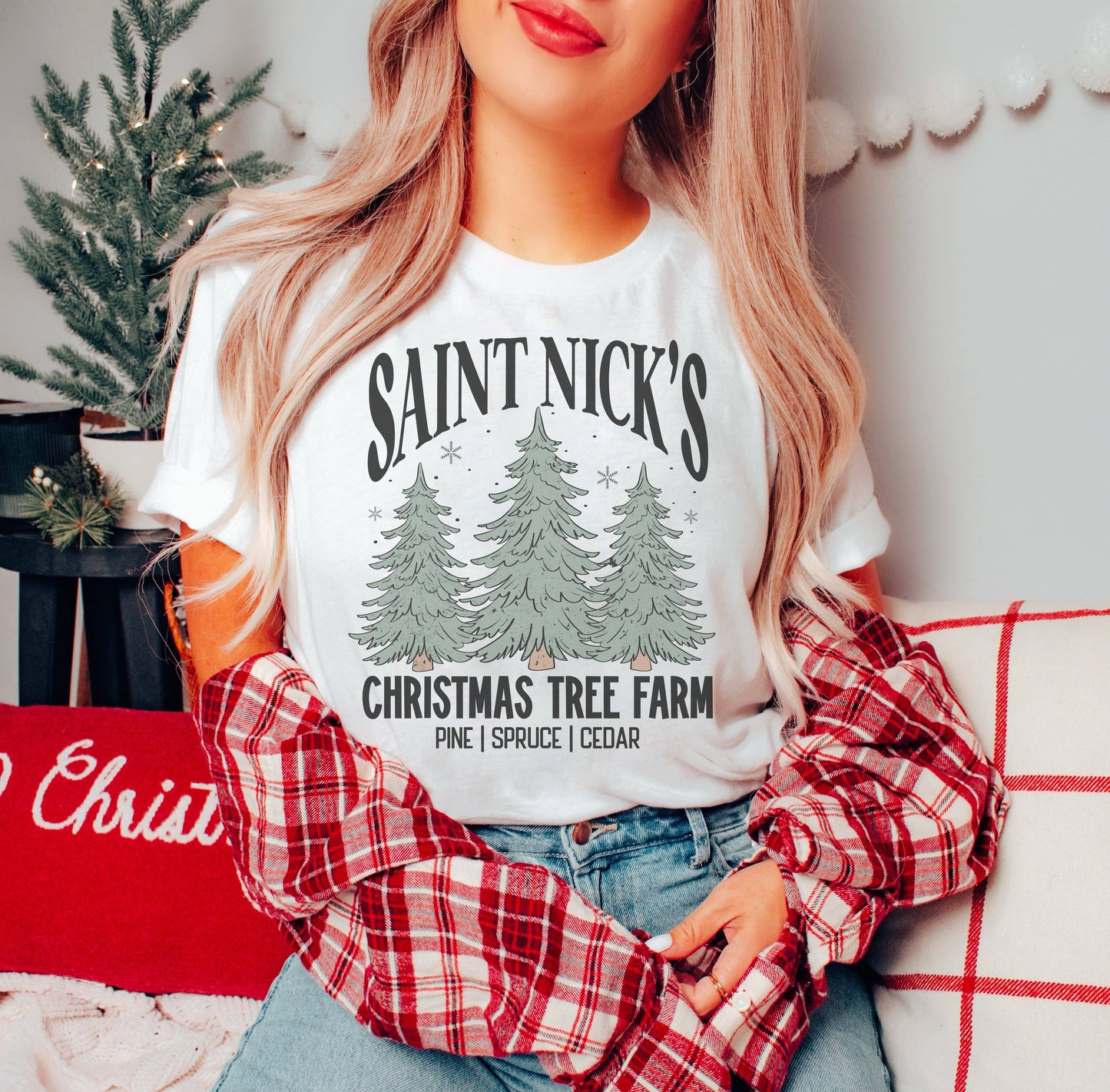 Saint Nicks Tree Farm Tee | Holiday Graphic Tees