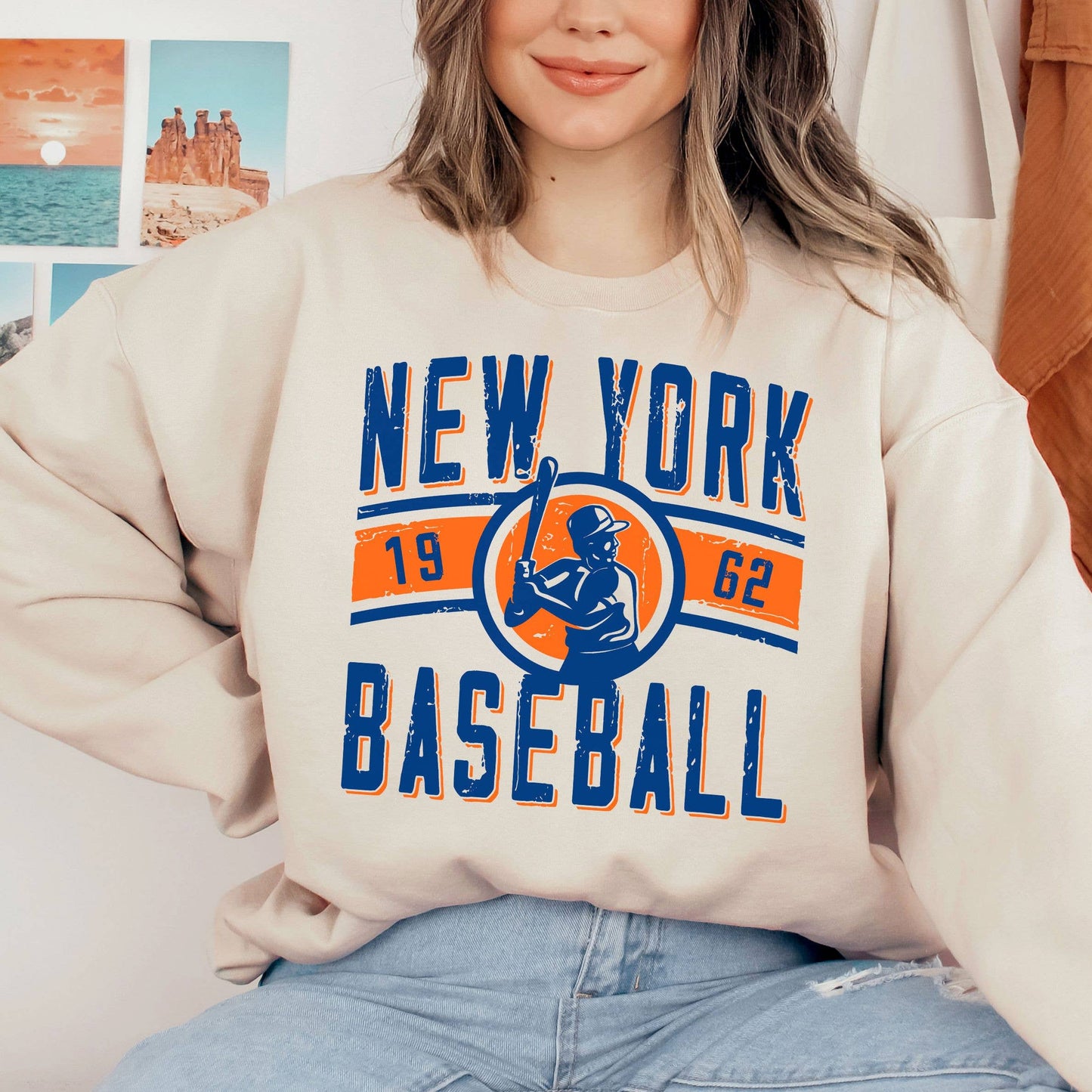 Vintage New York Mets Crewneck Sweatshirt Retro Baseball S