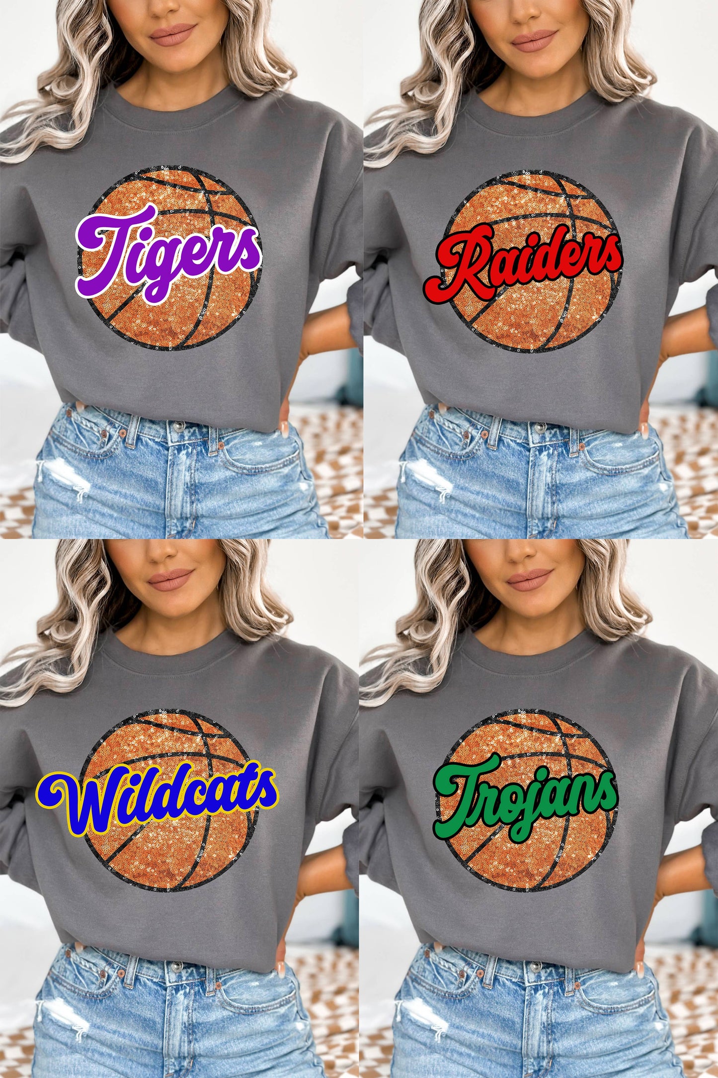 Custom Faux Sequin Basketball Sweater