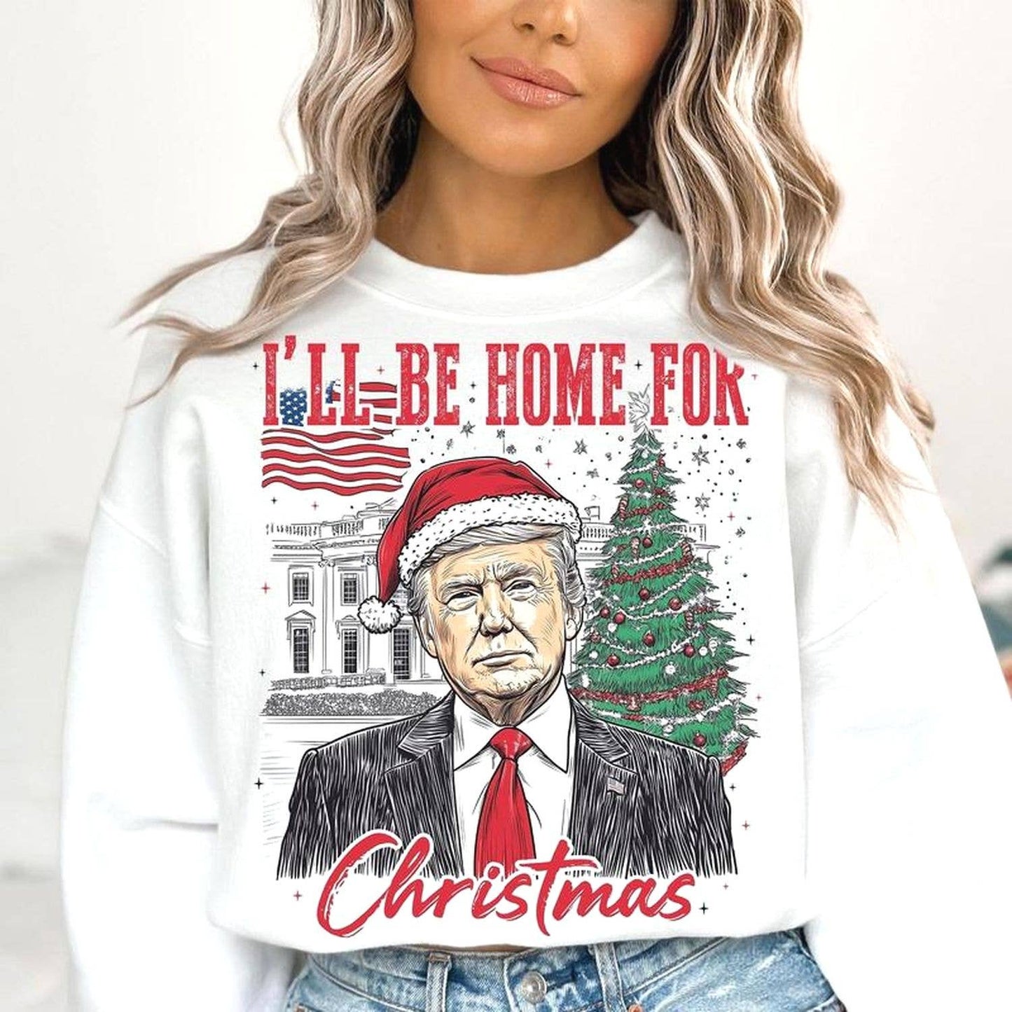 Trump Ill Be Home For Christmas - Funny Holiday T-Shirt