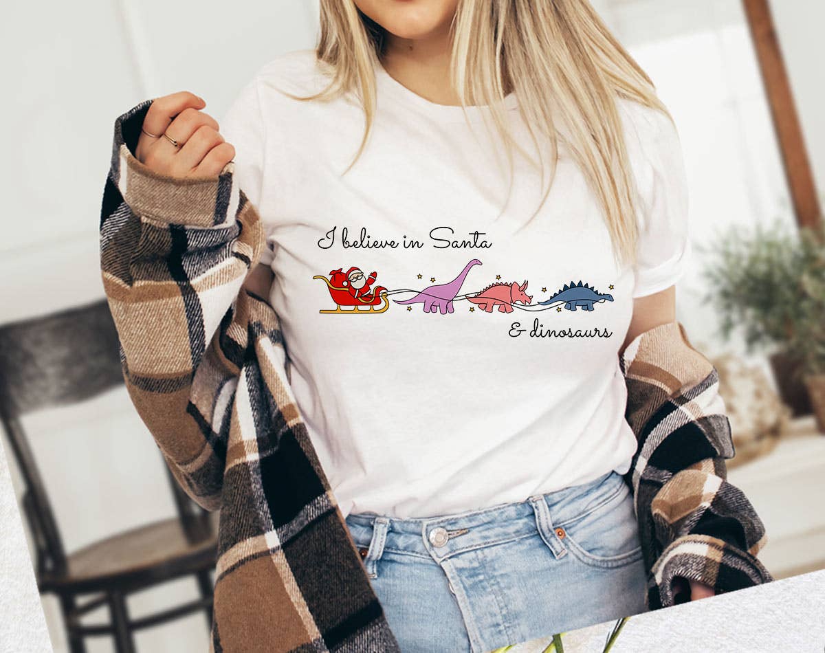 I Believe in Santa & Dinosaurs - Funny Christmas Tshirt