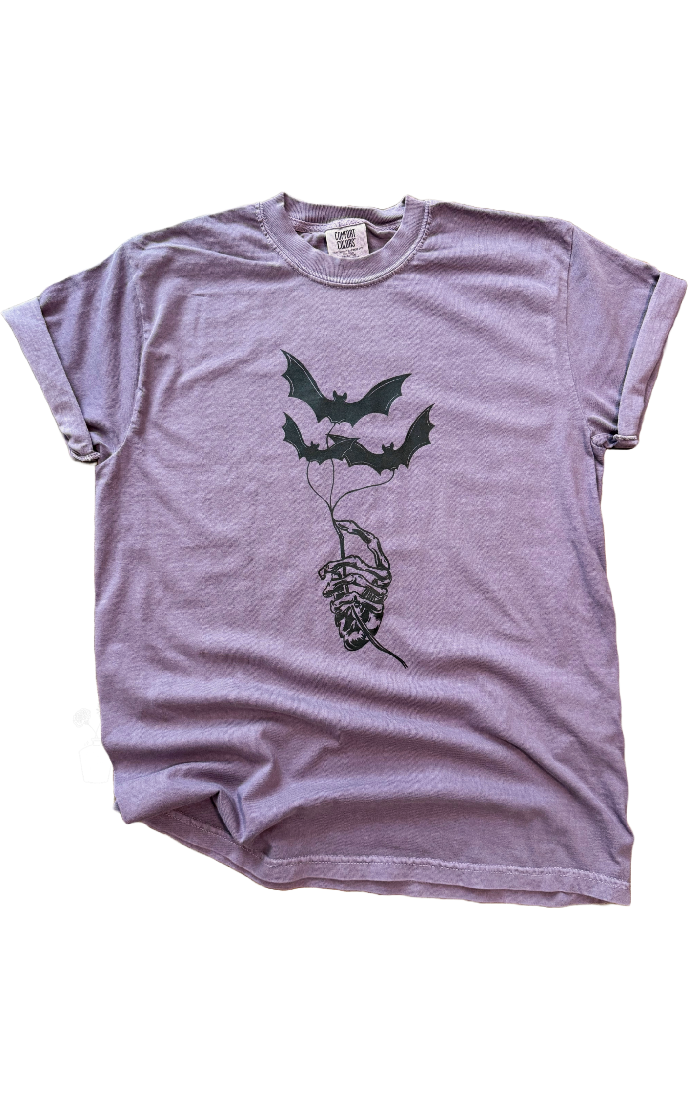 Skelly Hand Bat Balloons Halloween Tee