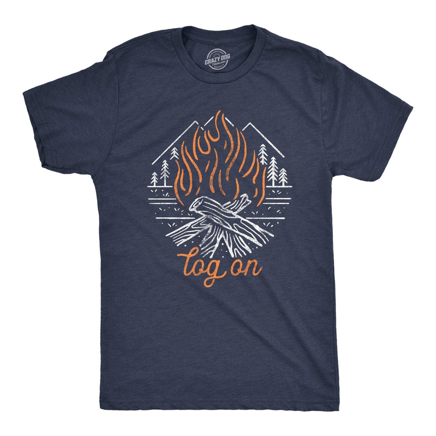Log On Men's Tshirt Camping Graphic Tee Western T
