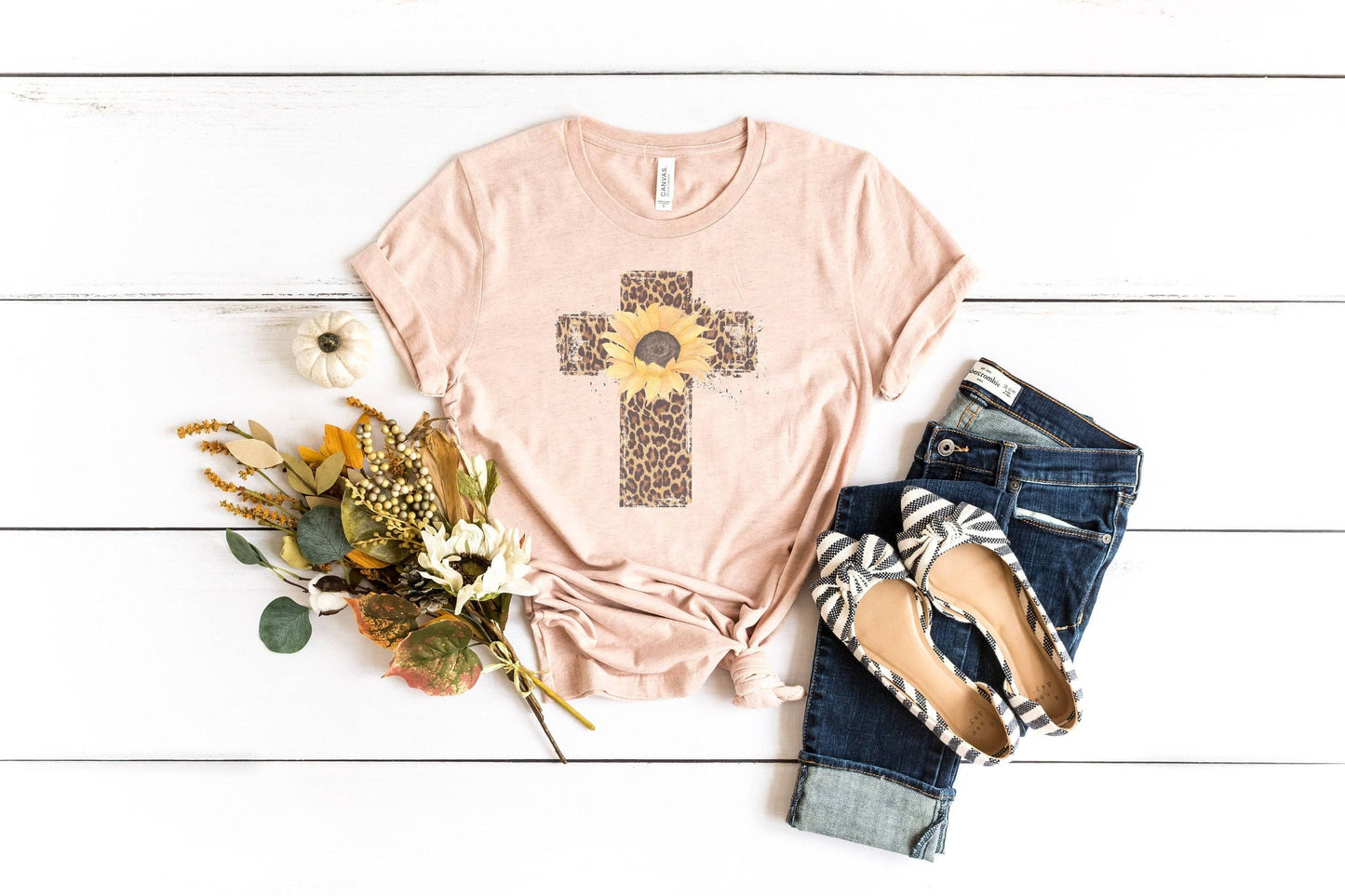 Leopard Sunflower Cross | Christian Tshirt