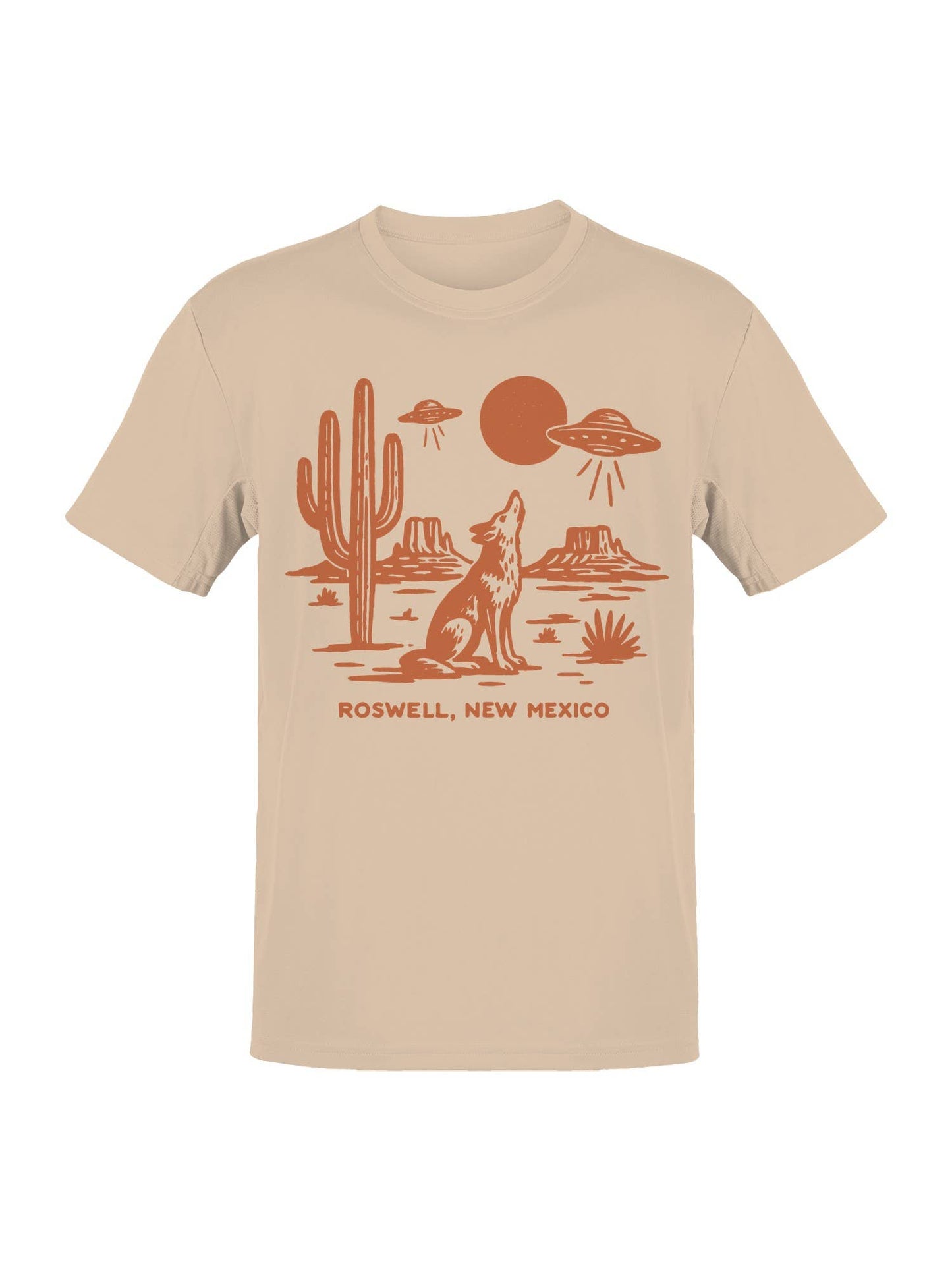 Roswell Desert Wolf and Ufo Scene Men's T-Shirt