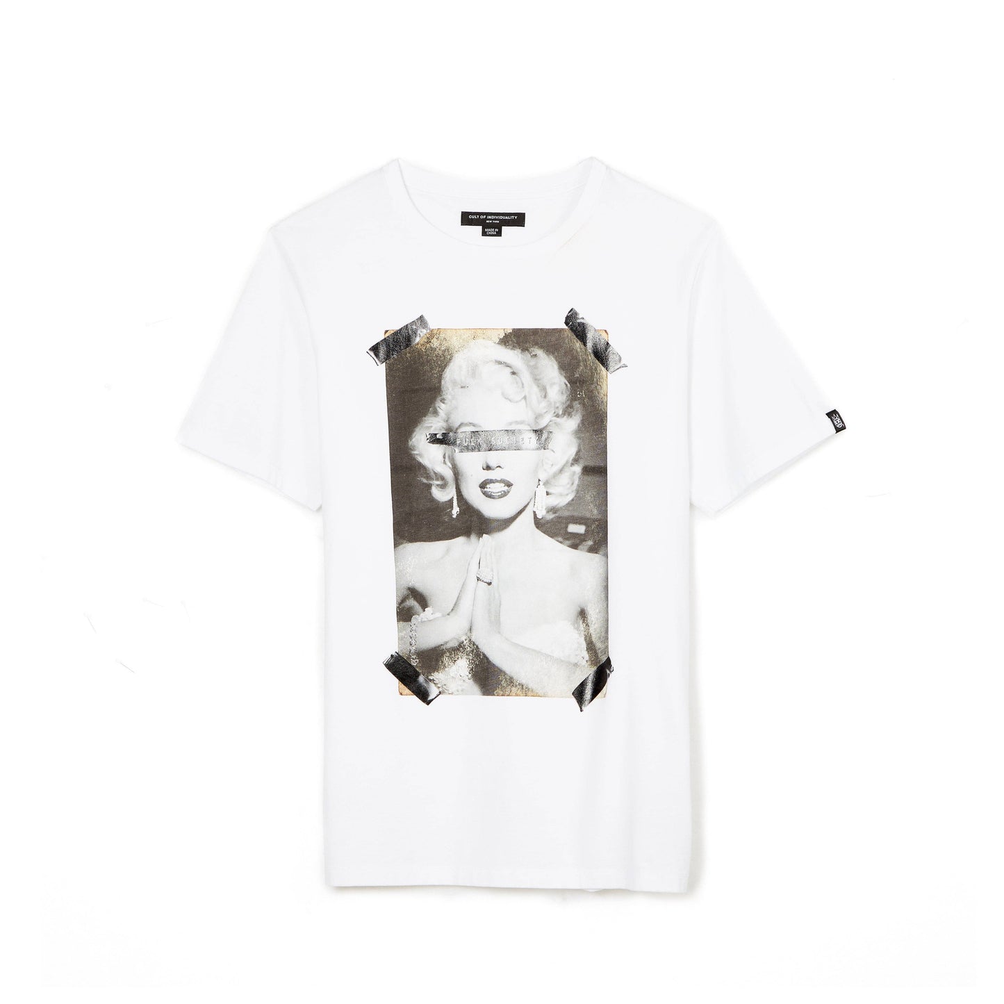 Short Sleeve Crew Neck Tee "Fuck Society" in White
