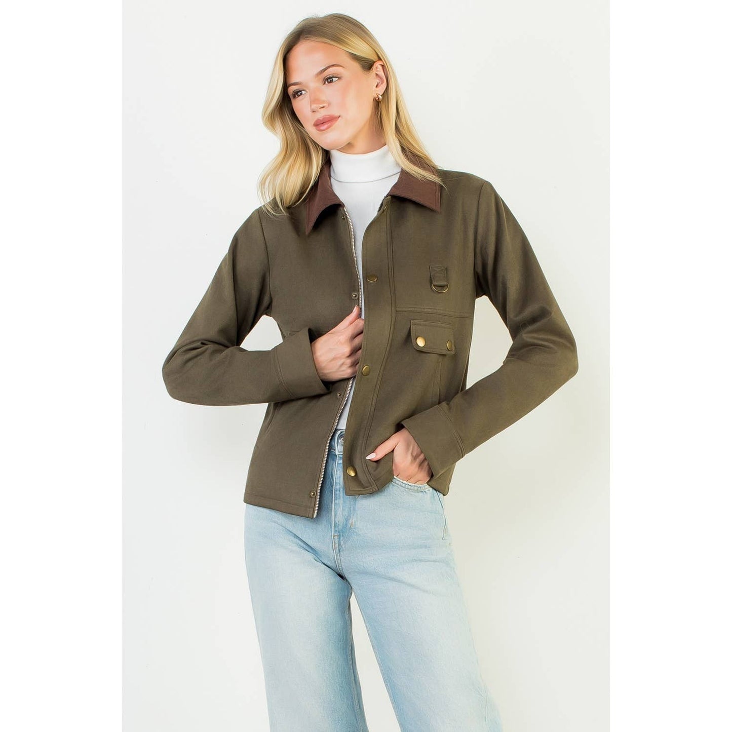 Mixed Media Suede Jacket