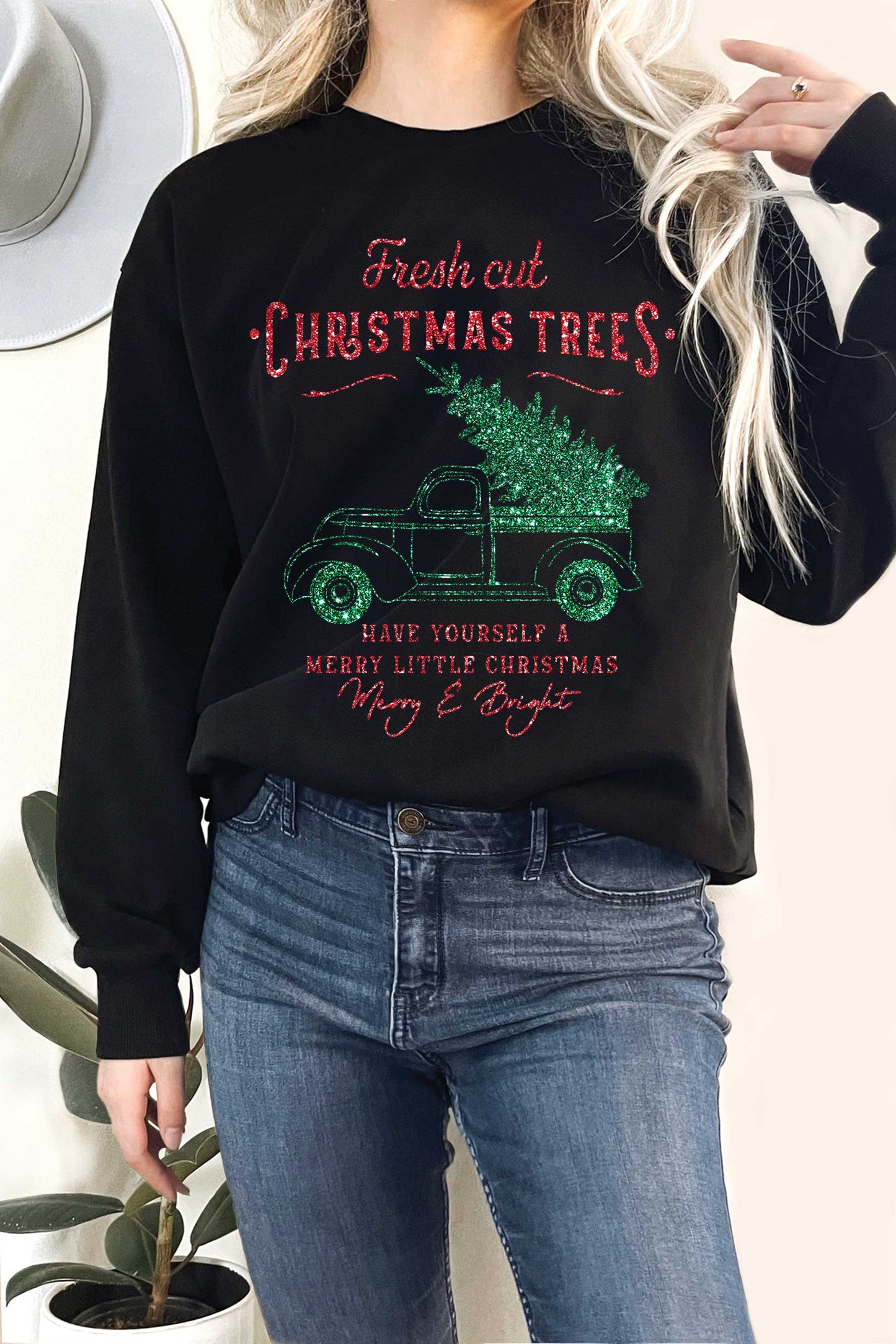 Fresh Cut Christmas Trees "Glitter" Graphix Terry Sweatshirt