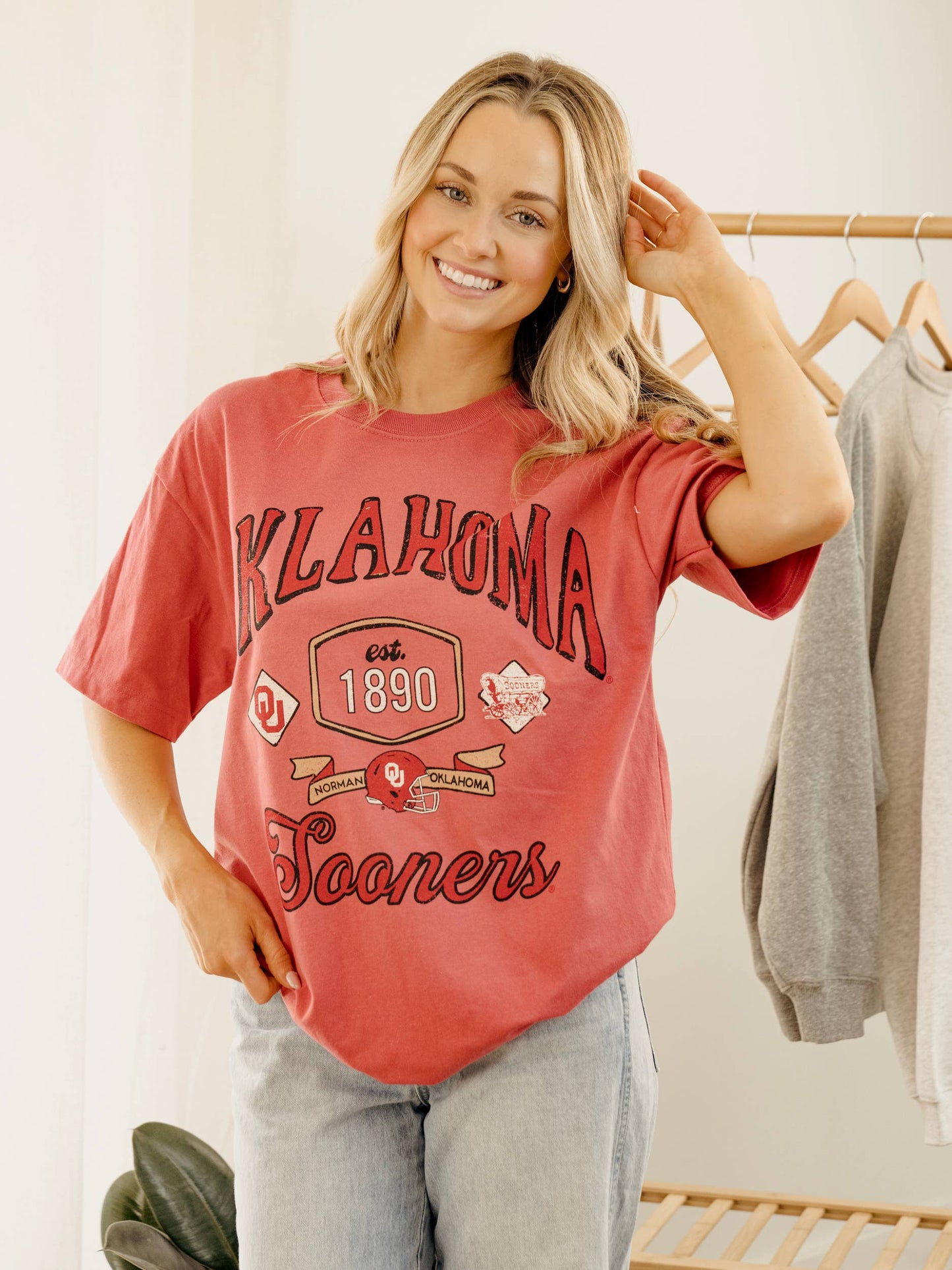 Ou Oklahoma Sooners Patches 25 Red Heavyweight Tee