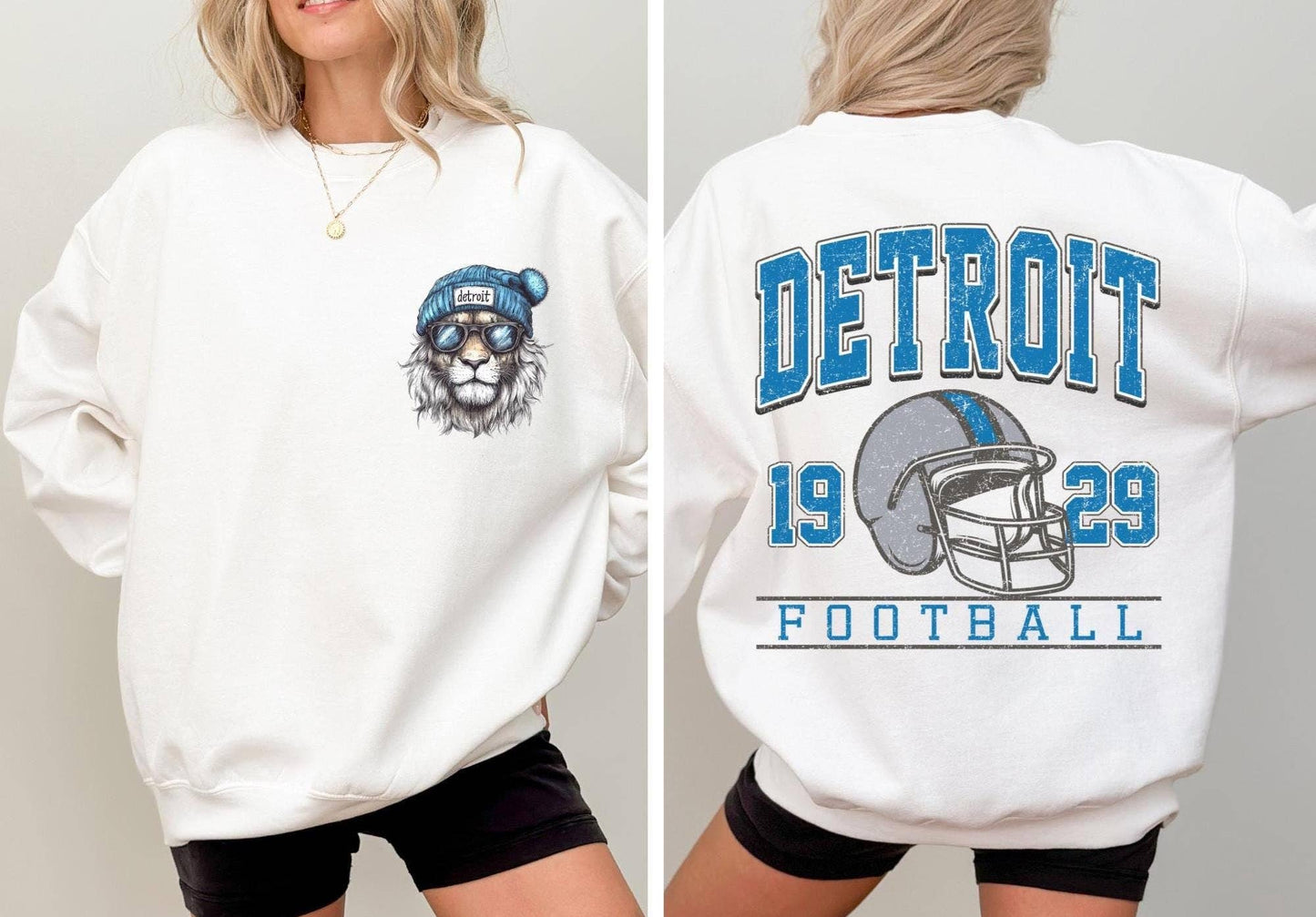 Detroit Football Vintage Game Day Tee Sweatshirt
