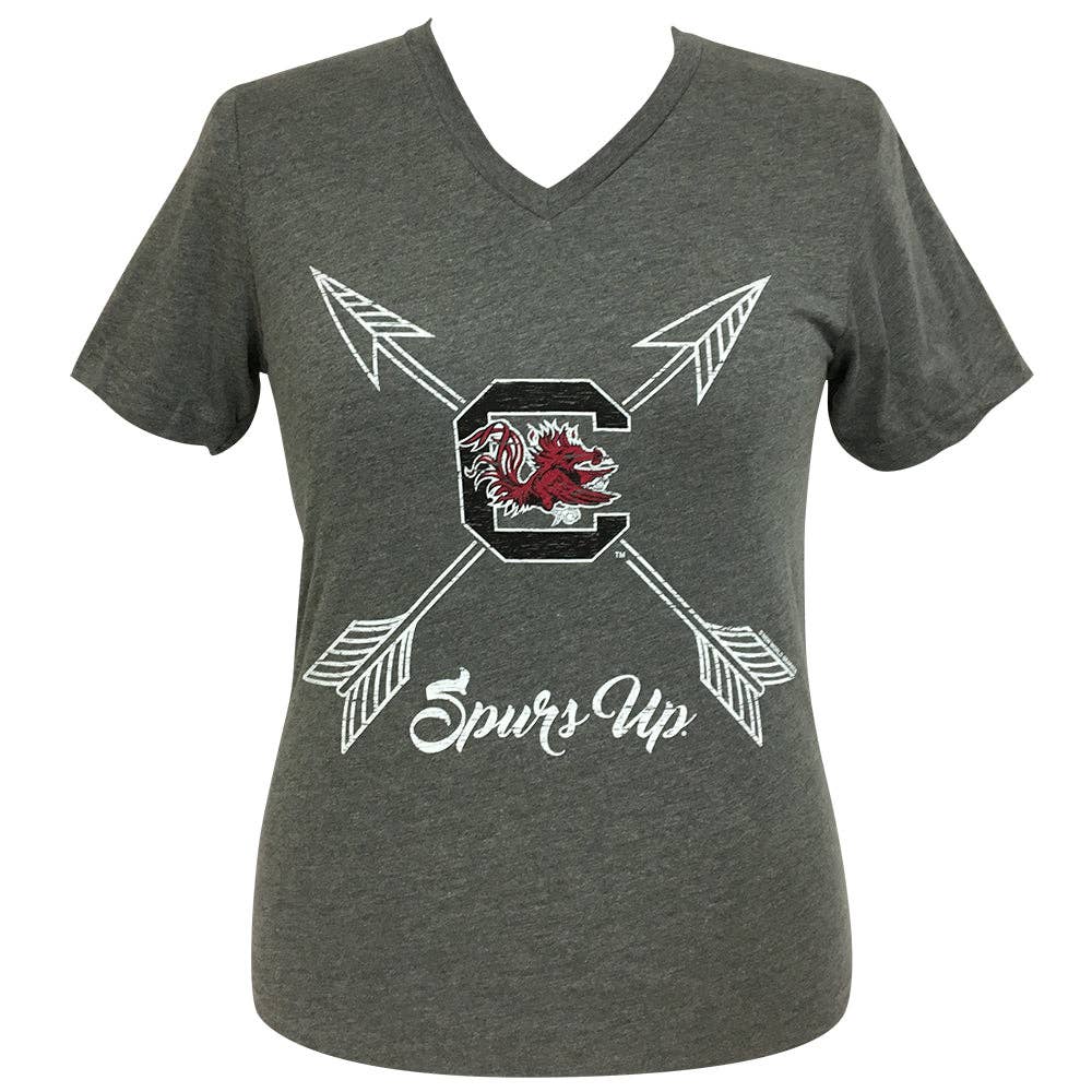 Arrows Spurs Up Grey Sc Short Sleeve V-Neck Tee