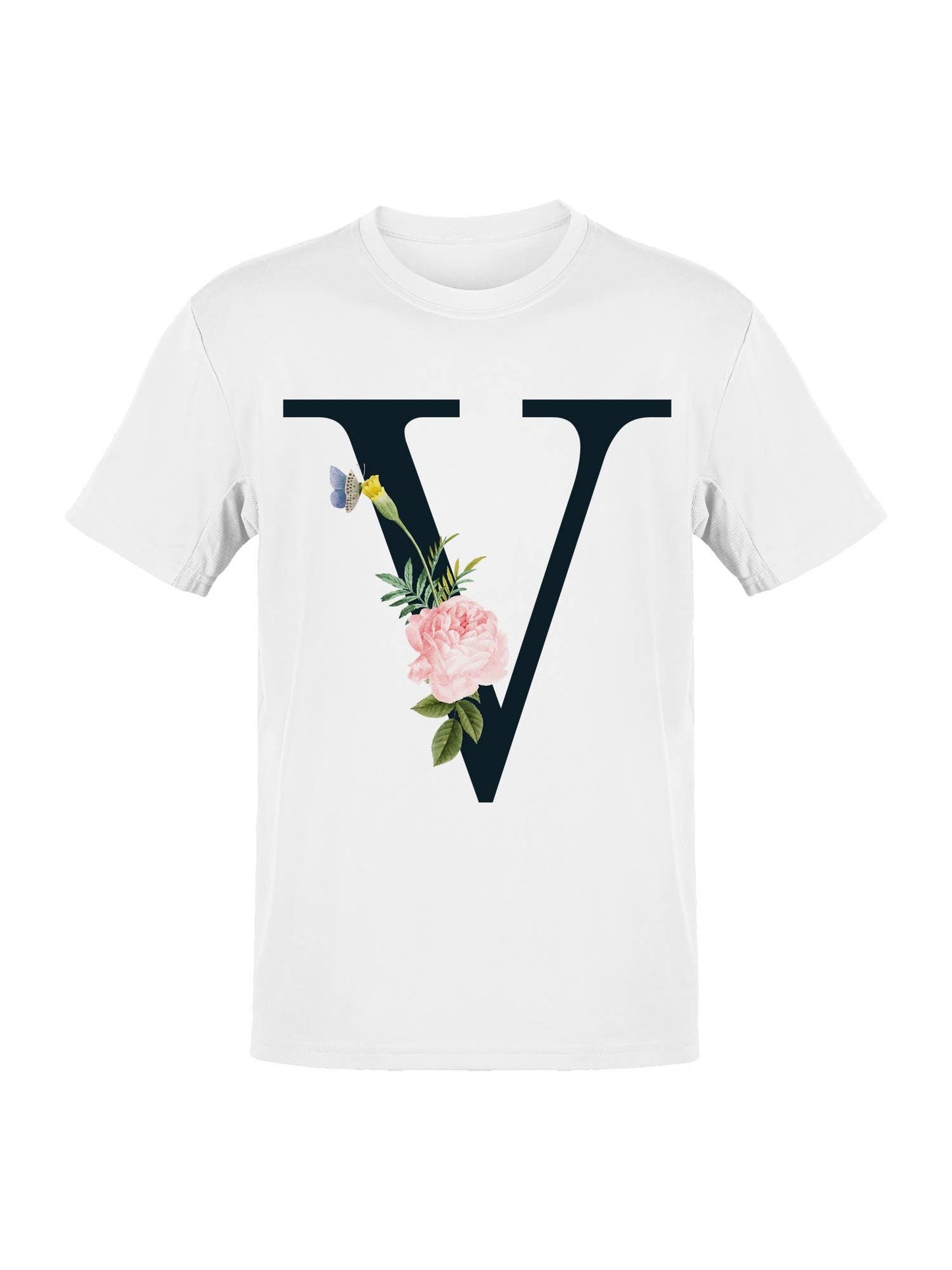 Floral Letter V Design Women's T-Shirt