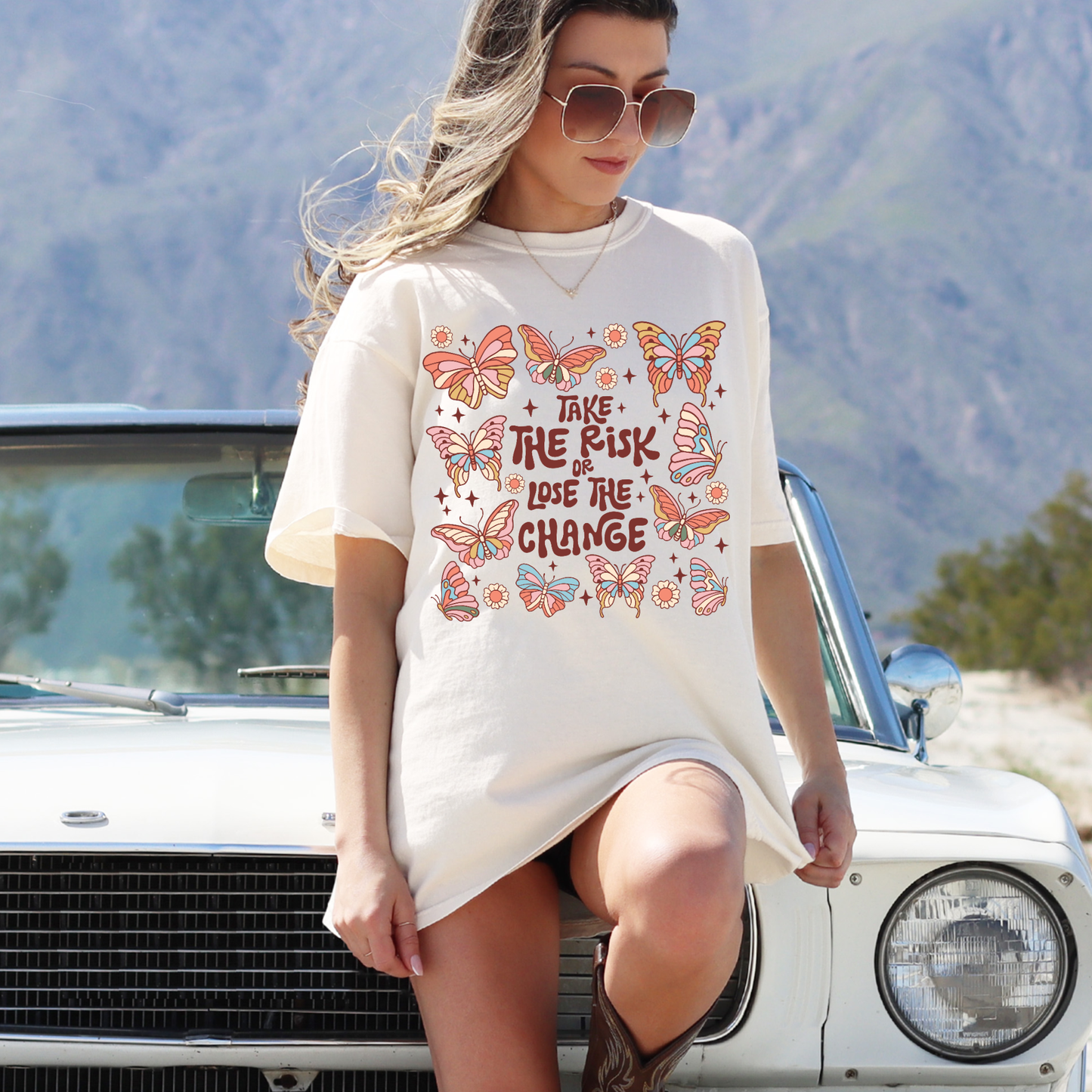 Take the Risk or Lose the Change Boho Retro Graphic Tee