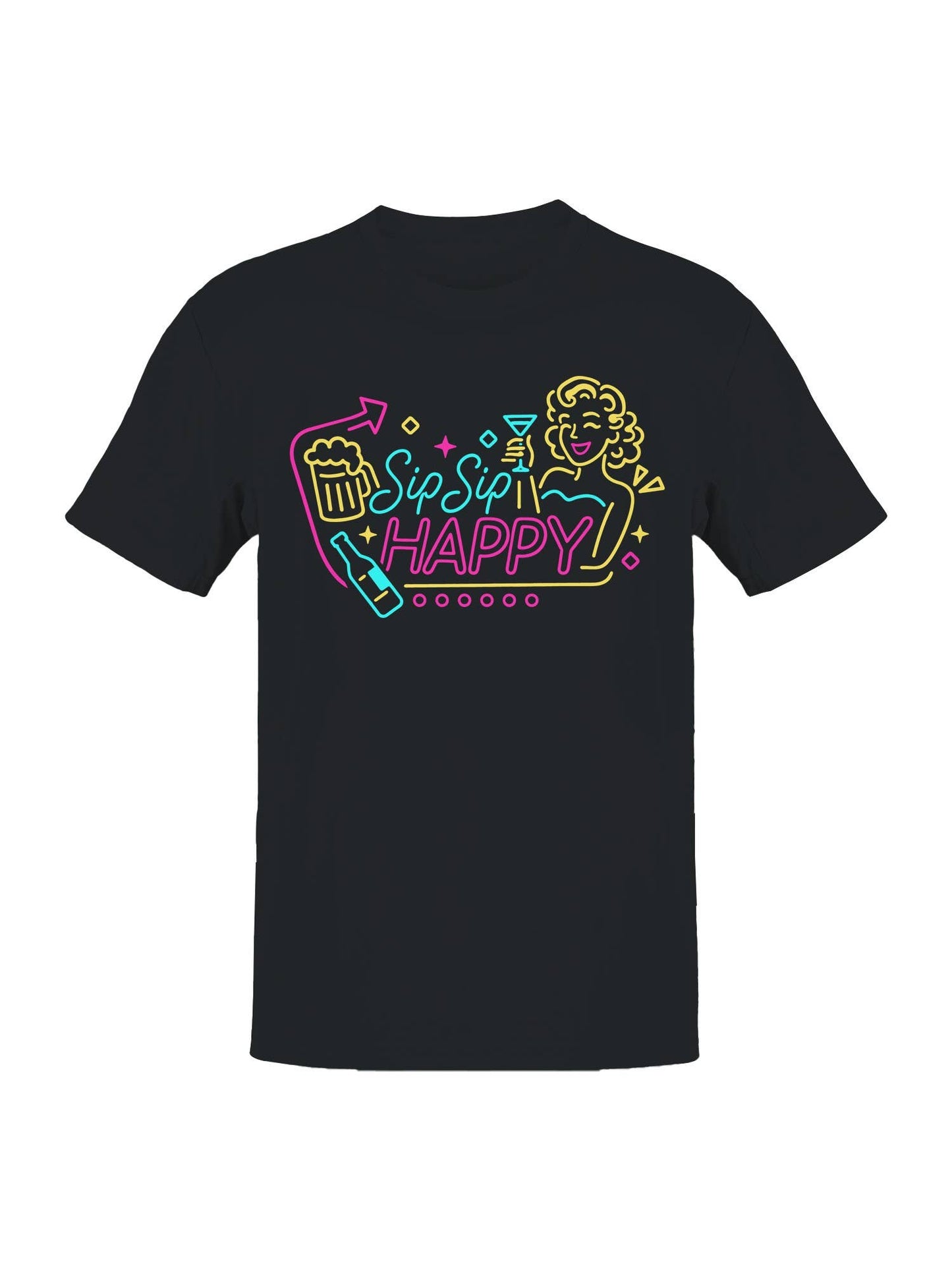 Sip Sip Happy Neon Celebration Men's T-Shirt