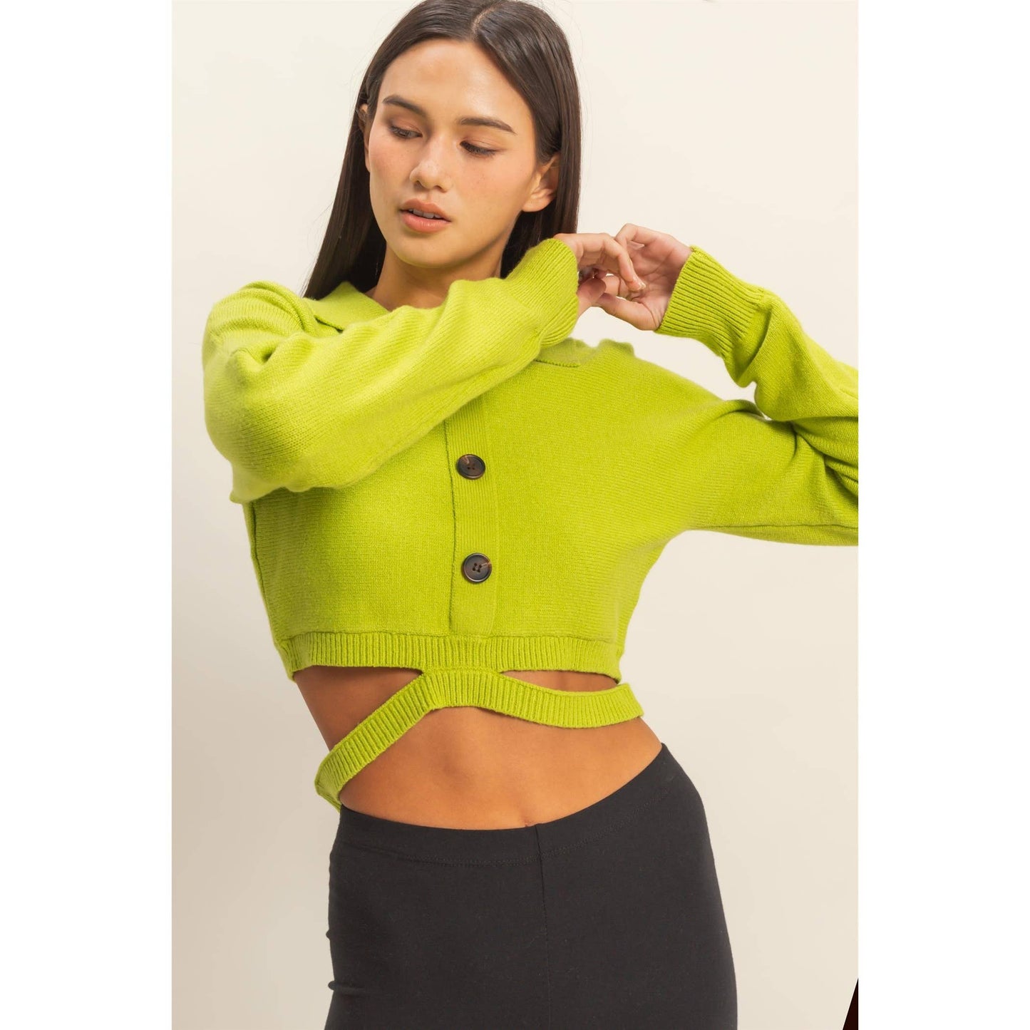 Button-Front Sweater Top