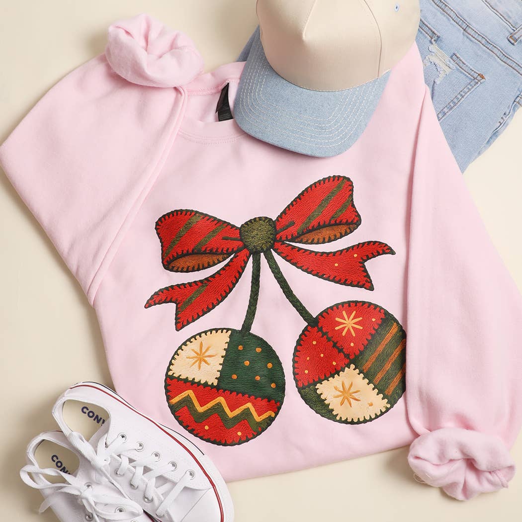 Holiday Bow & Ornaments Heavyweight Sweatshirt