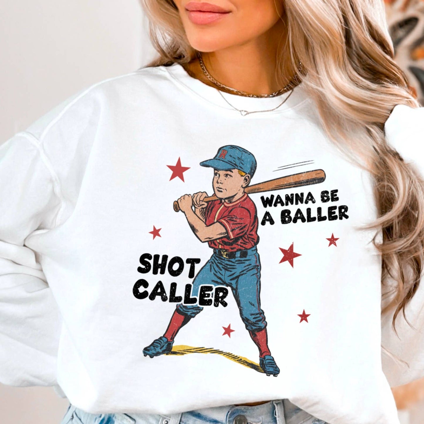 Wanna Be A Shot Caller Baseball Graphic Sweatshirt