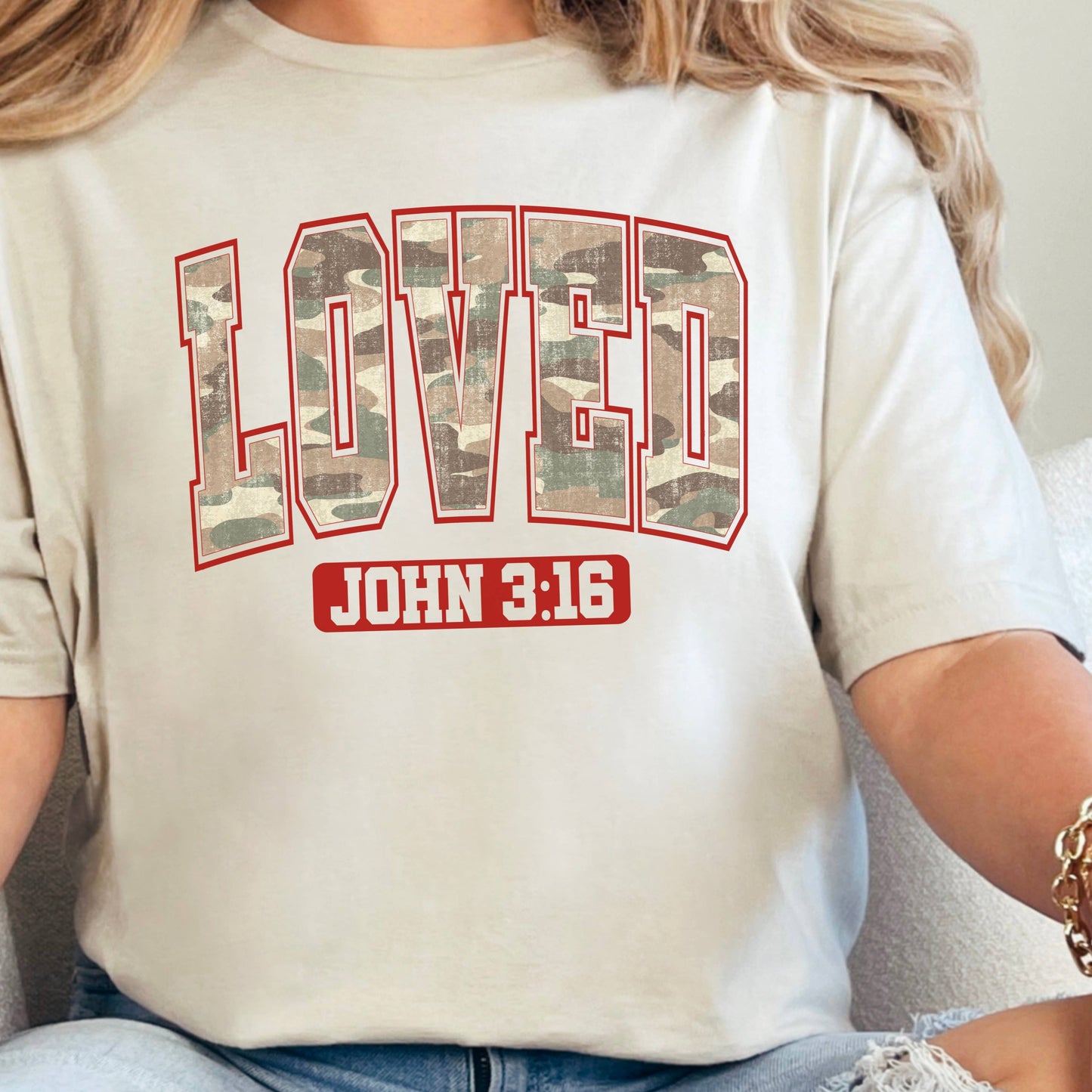 Camo Loved 3:16 Valentine’S Day Graphic T-Shirt | Gildan