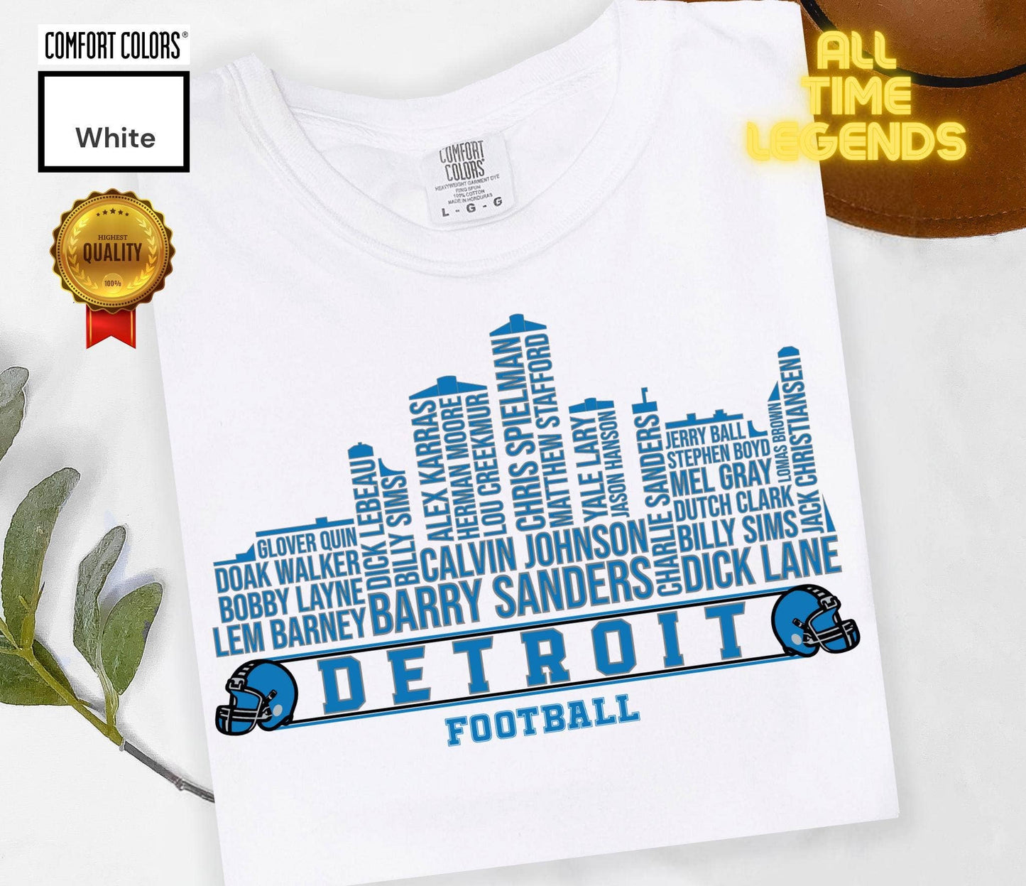 Detroit Football Legends Skyline Tee - Vintage 80s Style