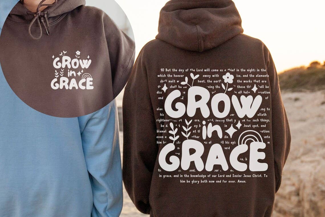 Grow in Grace On Dark Chocolate Gildan Hooded Sweatshirt