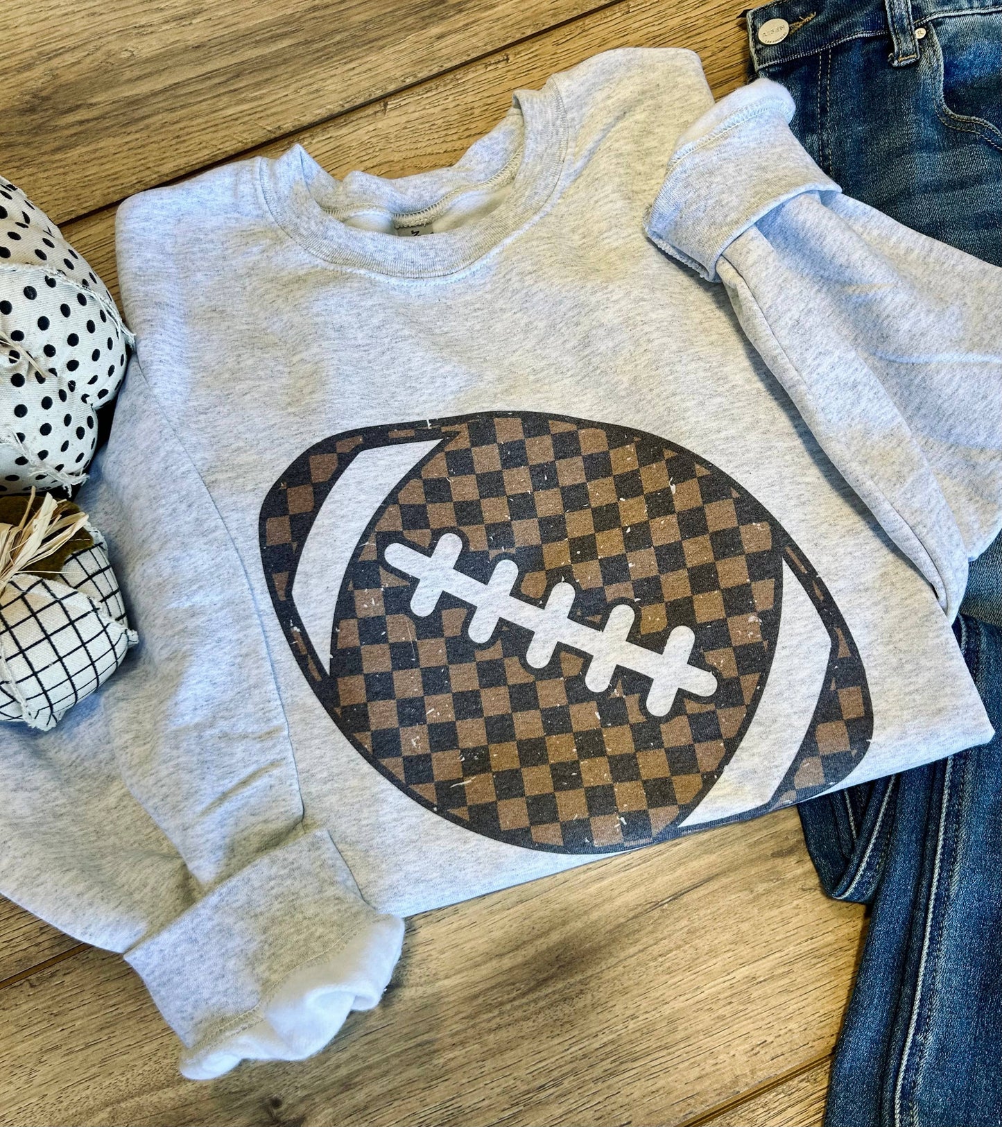 Gray Checkered Football Sweatshirt