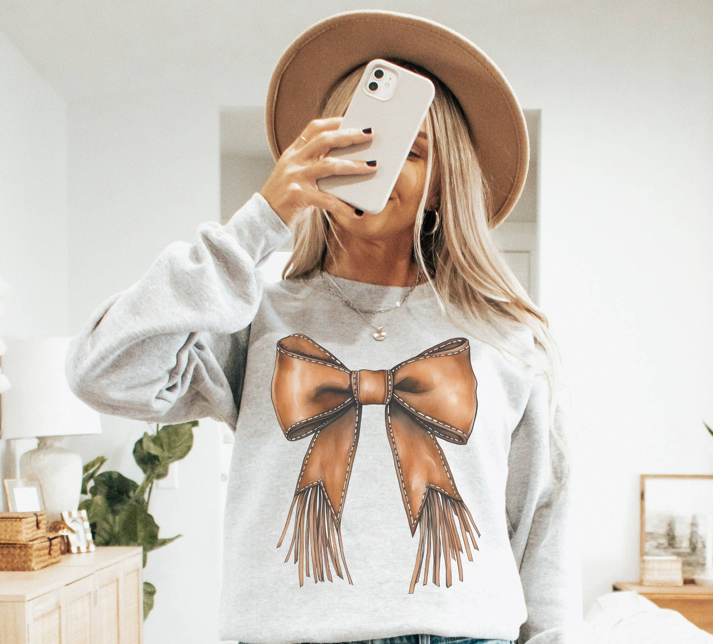 Western Bow Crew Neck Sweatshirt | Western Sweatshirt