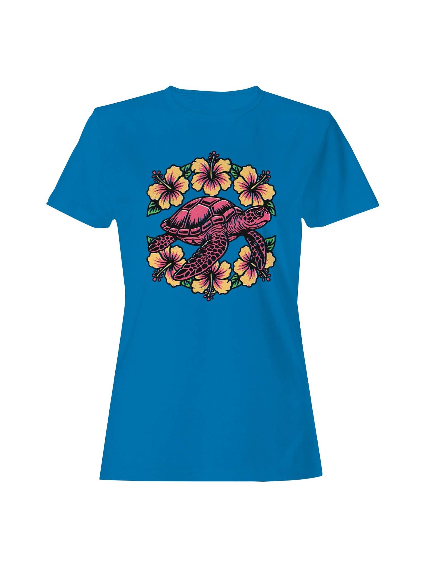 Tropical Turtle and Hibiscus Art Women's T-Shirt