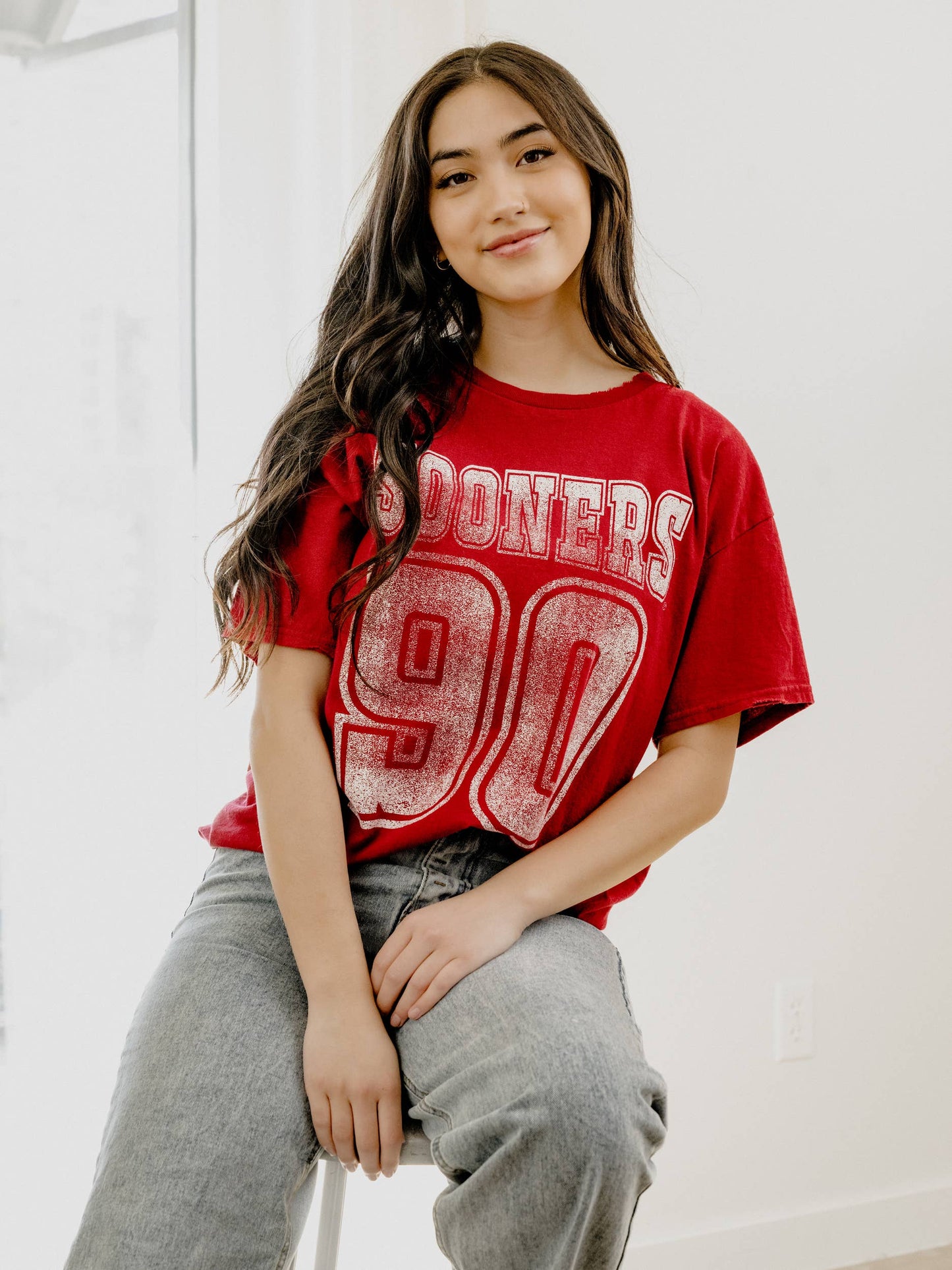 Ou Sooners Player Crimson Thrifted Tee