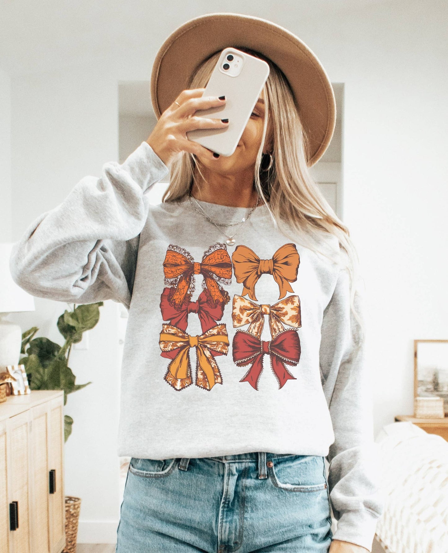 Coquette Bows Fall Crew Neck Sweatshirt