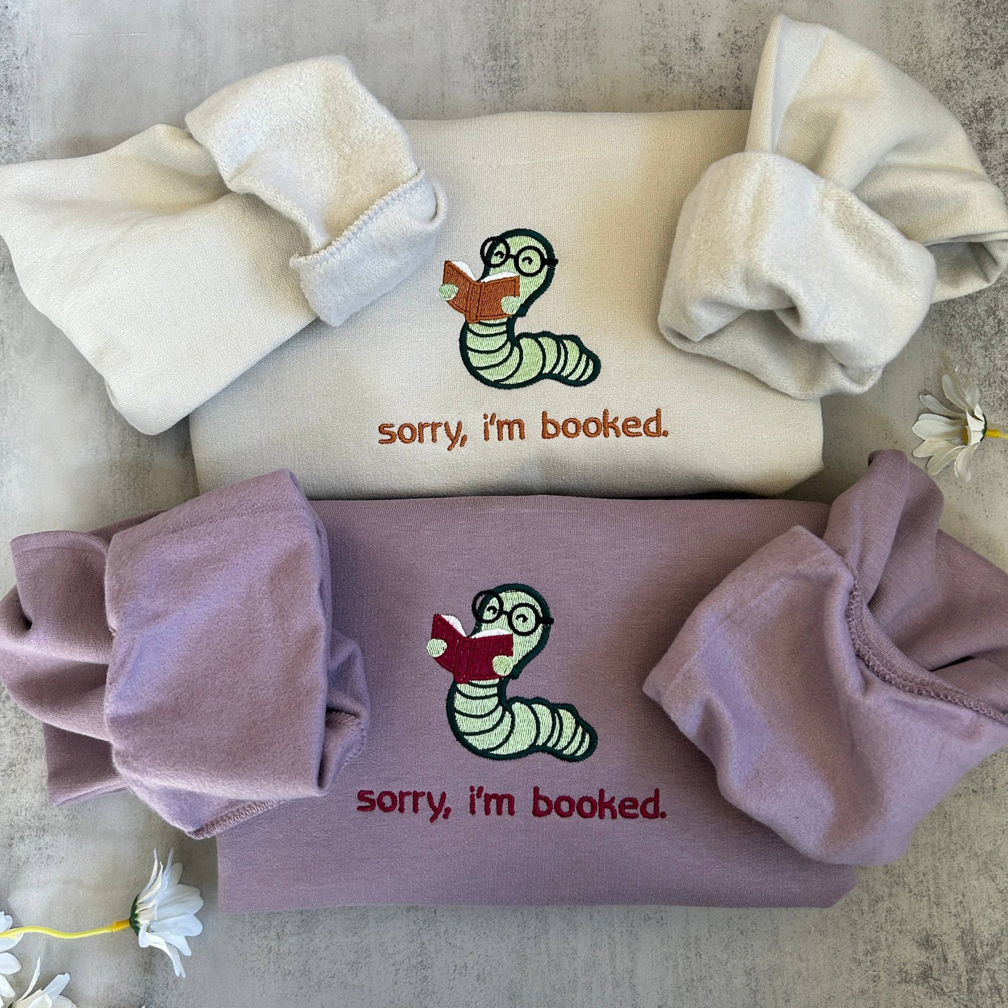 Embroidered Bookworm Bookish Era Cozy Reading Sweatshirt