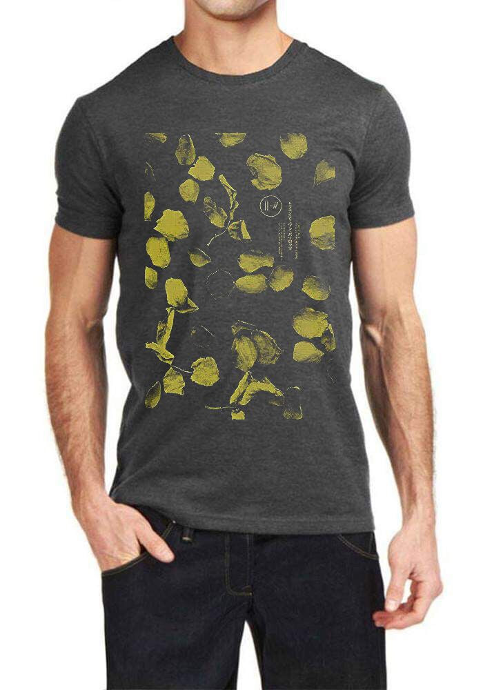 Yellow Leafs Charcoal Grey T-Shirt