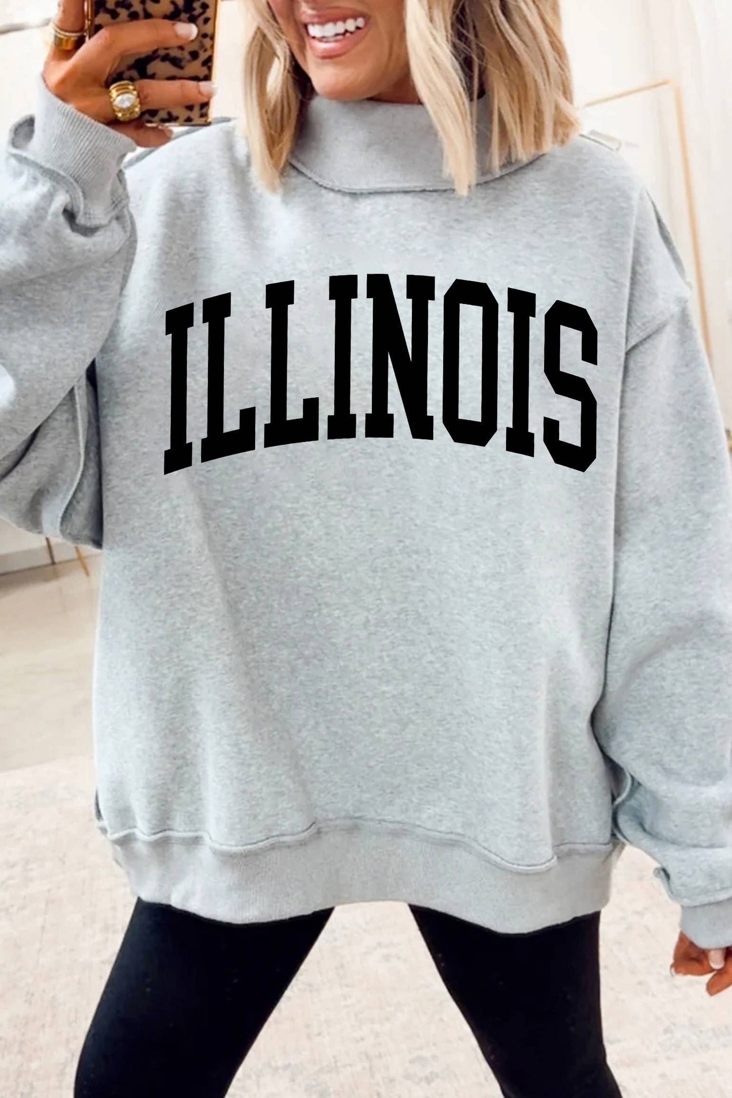 Illinois/Il Reversible Mock Neck Pullover Sweatshirt (S-Xl)