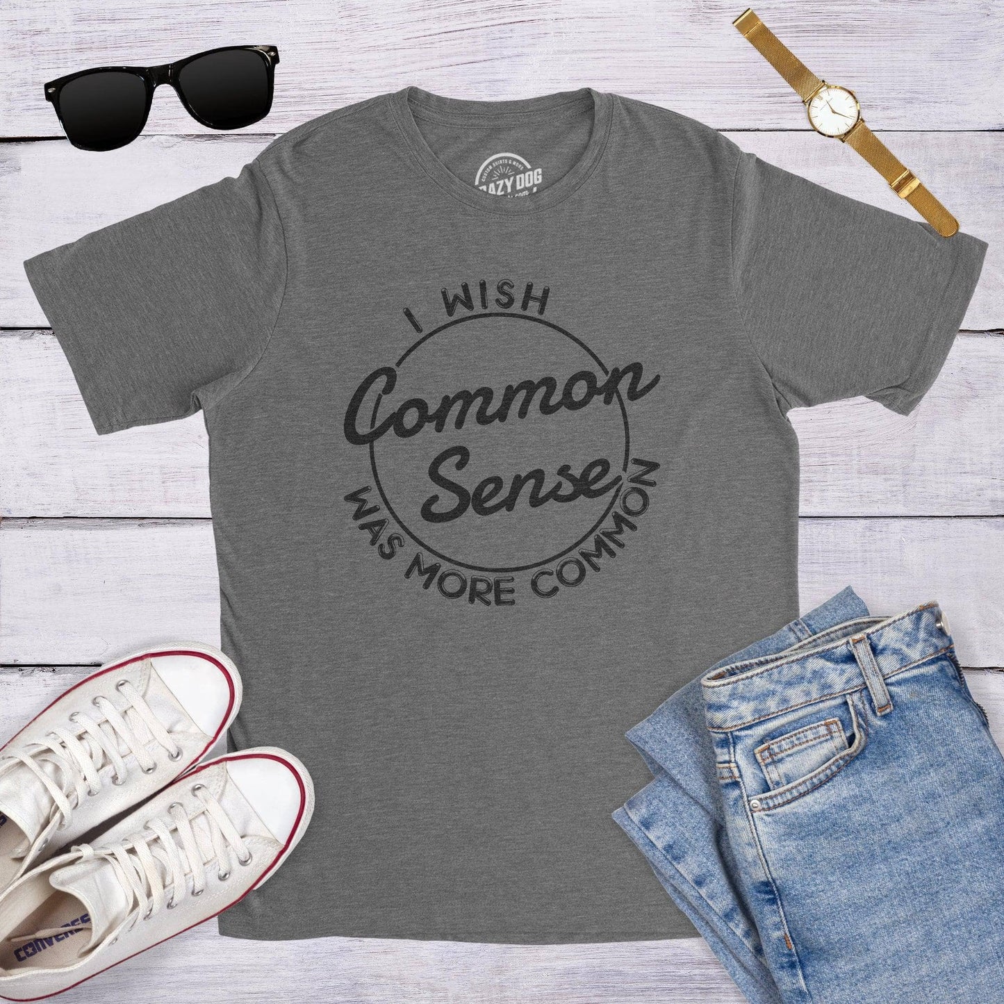 I Wish Common Sense Was More Common Men's Tshirt Graphic