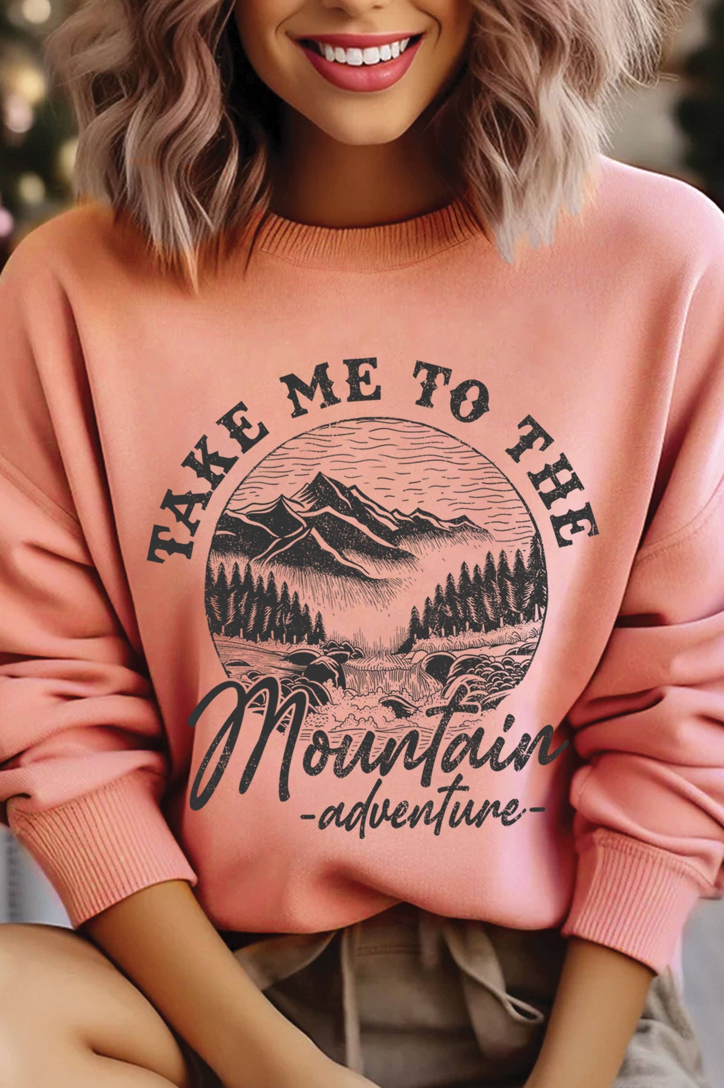 Take Me To the Mountain Adventure Graphic Brushed Sweatshirt