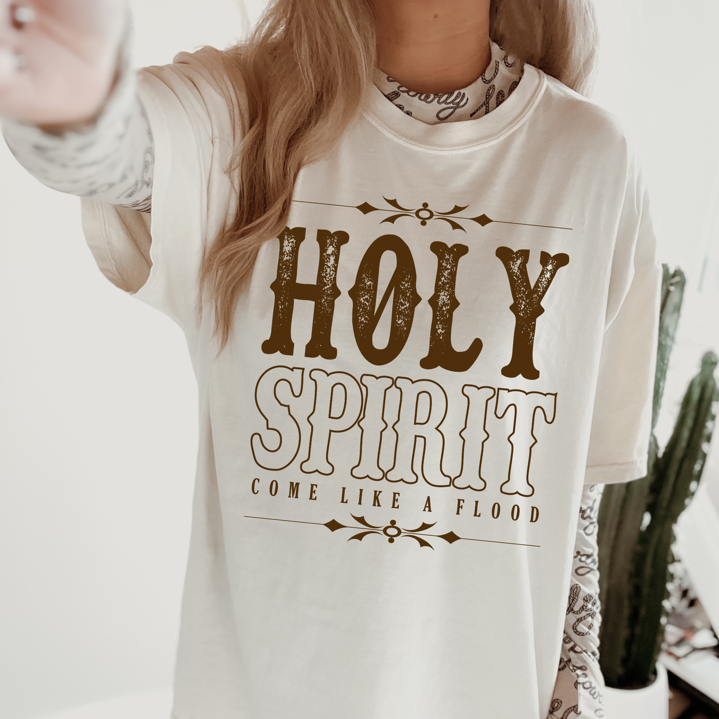 Holy Spirit Come Like A Flood Religious Western Graphic Tee