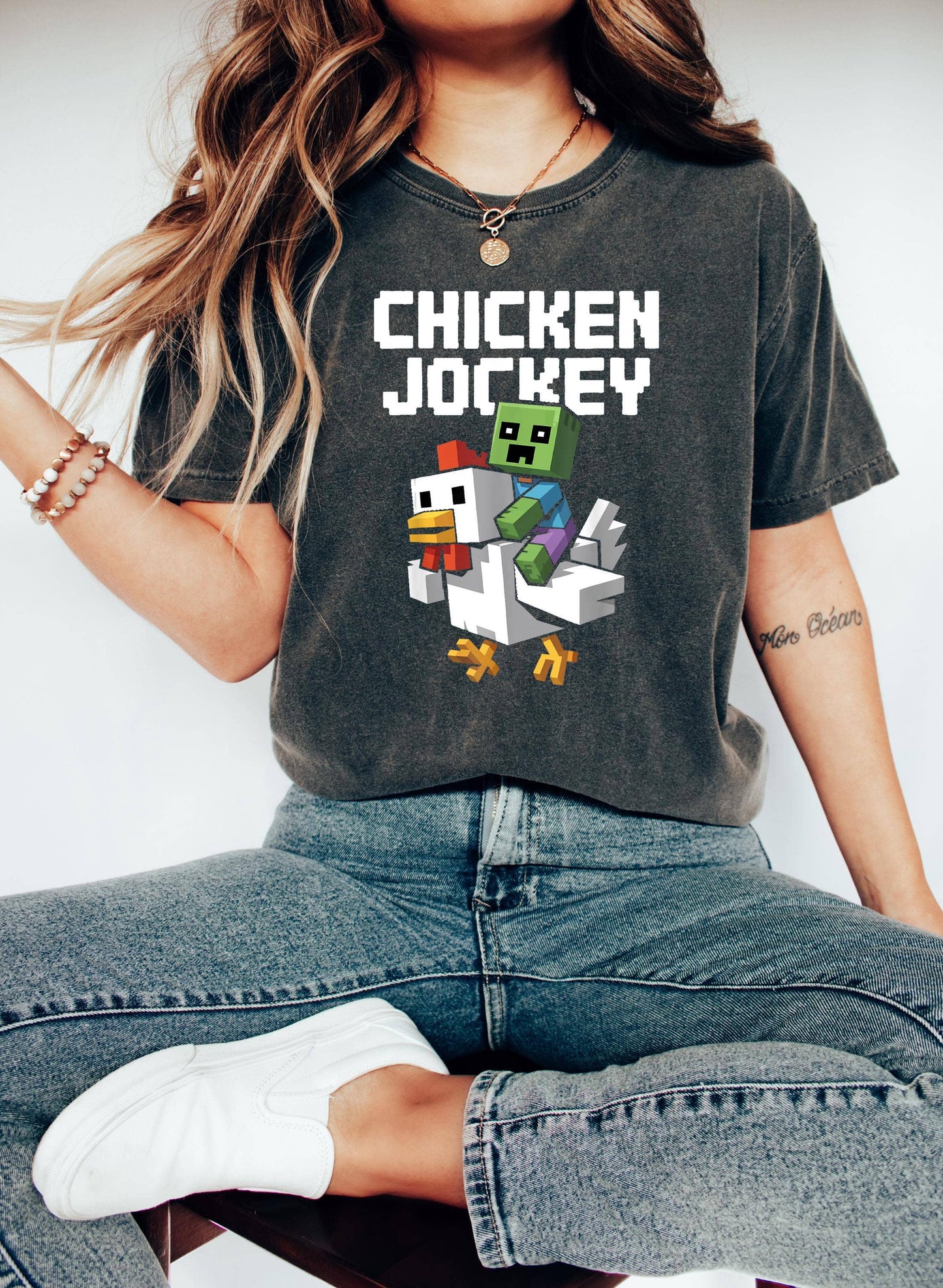 Chicken Jockey Cartoon Graphic Tee, Gamer Gift Shirt