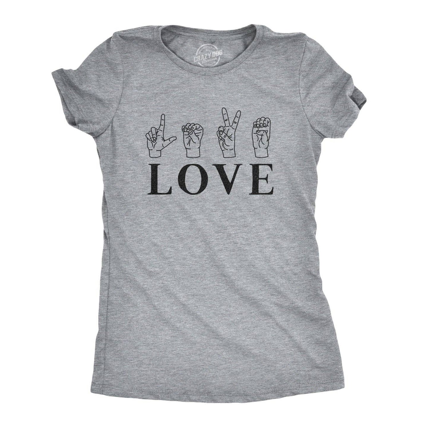 Love Sign Language Women's Tshirt Valentine's Day Graphic