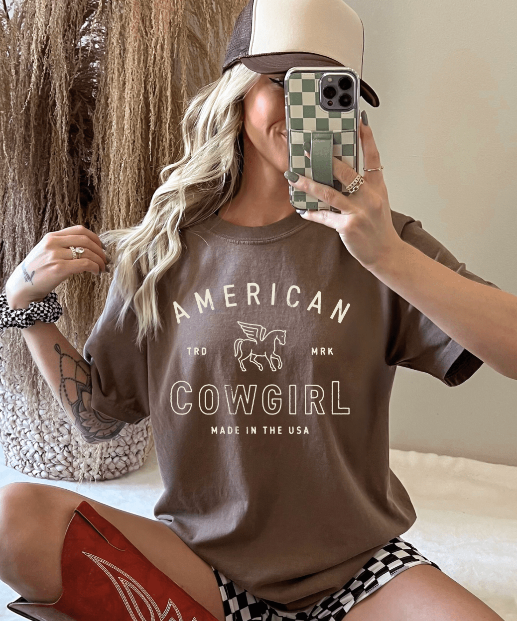 American Cowgirl Comfort Color Tee - Espresso