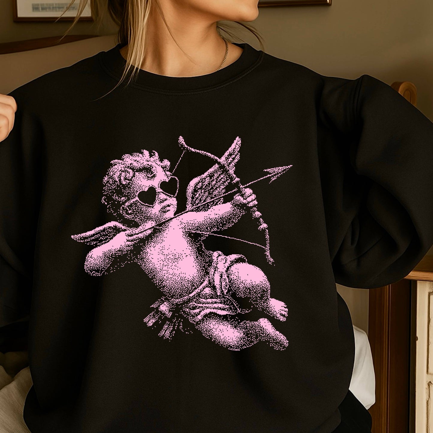 Halftone Cupid ValentineāS Day Sweatshirt | Gildan Brand