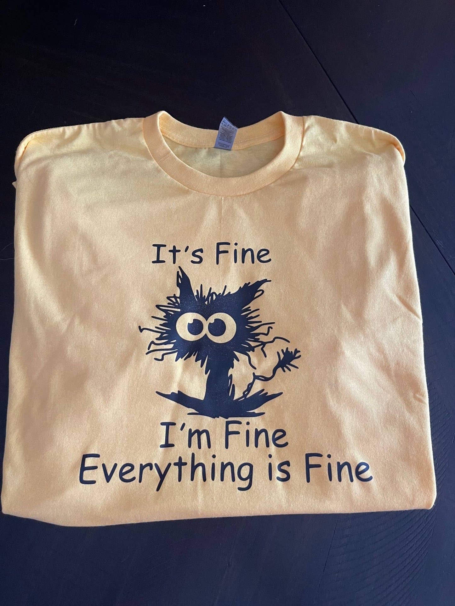 I'm Fine - Frazzled Cat T-Shirt (Yellow)