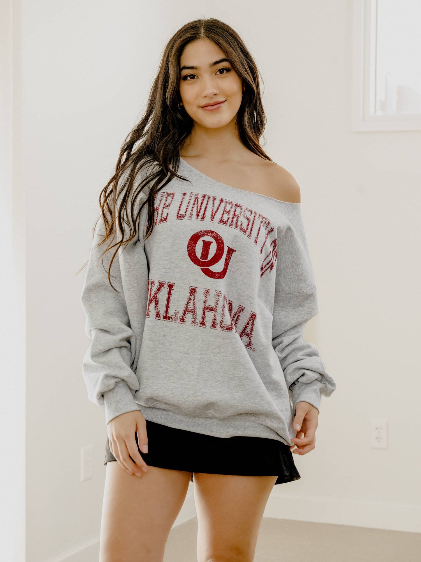Ou Sooners Vintage Sport Ash Gray Flashdance Sweatshirt