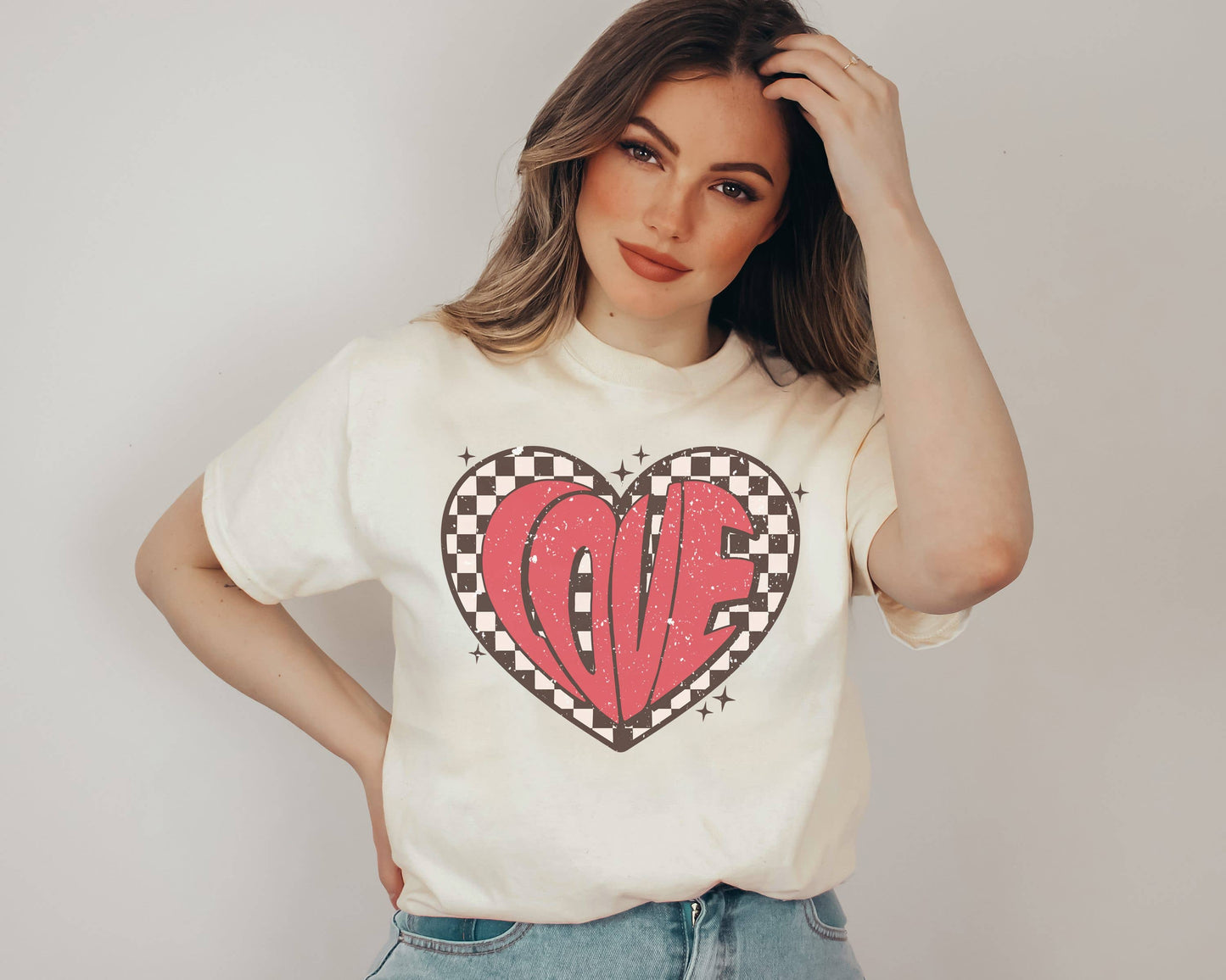 Checkered Love Heart Valentine Tee