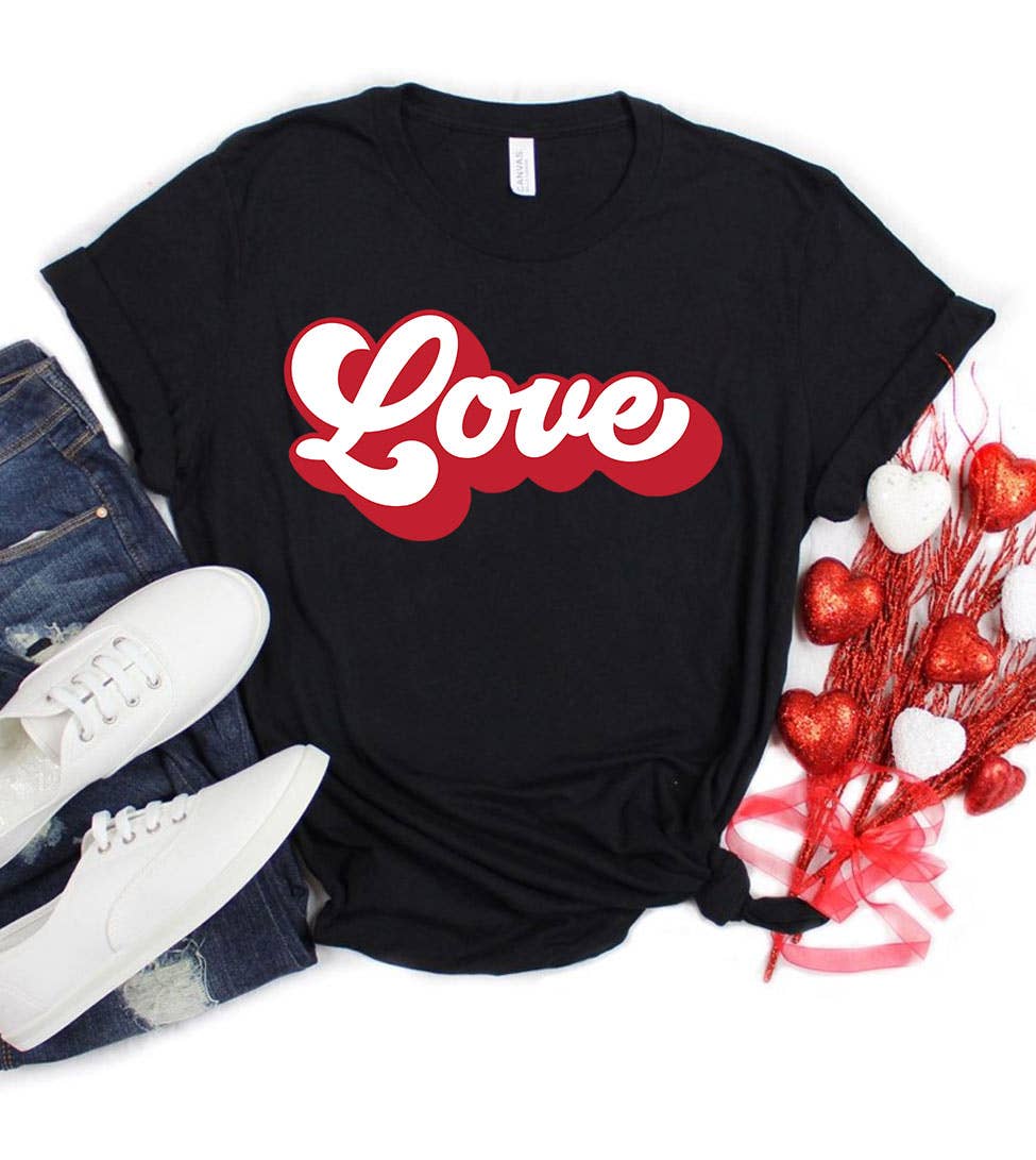 Love - Valentine's Day Love Cursive Cute Sweet Gift T-Shirt