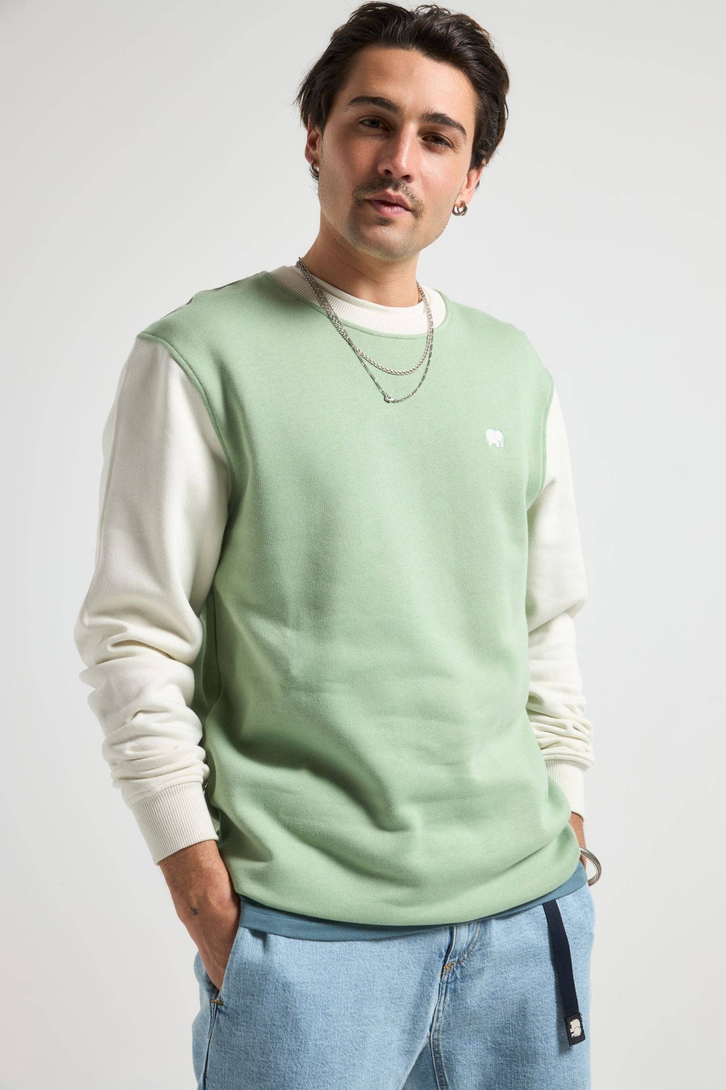 Color Block Sweatshirt Salted Moss